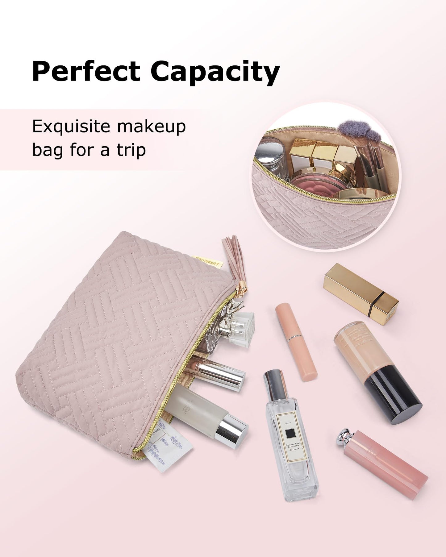 BAGSMART Small Makeup Bag for Women, Zipper Cosmetic Pouch for Purse