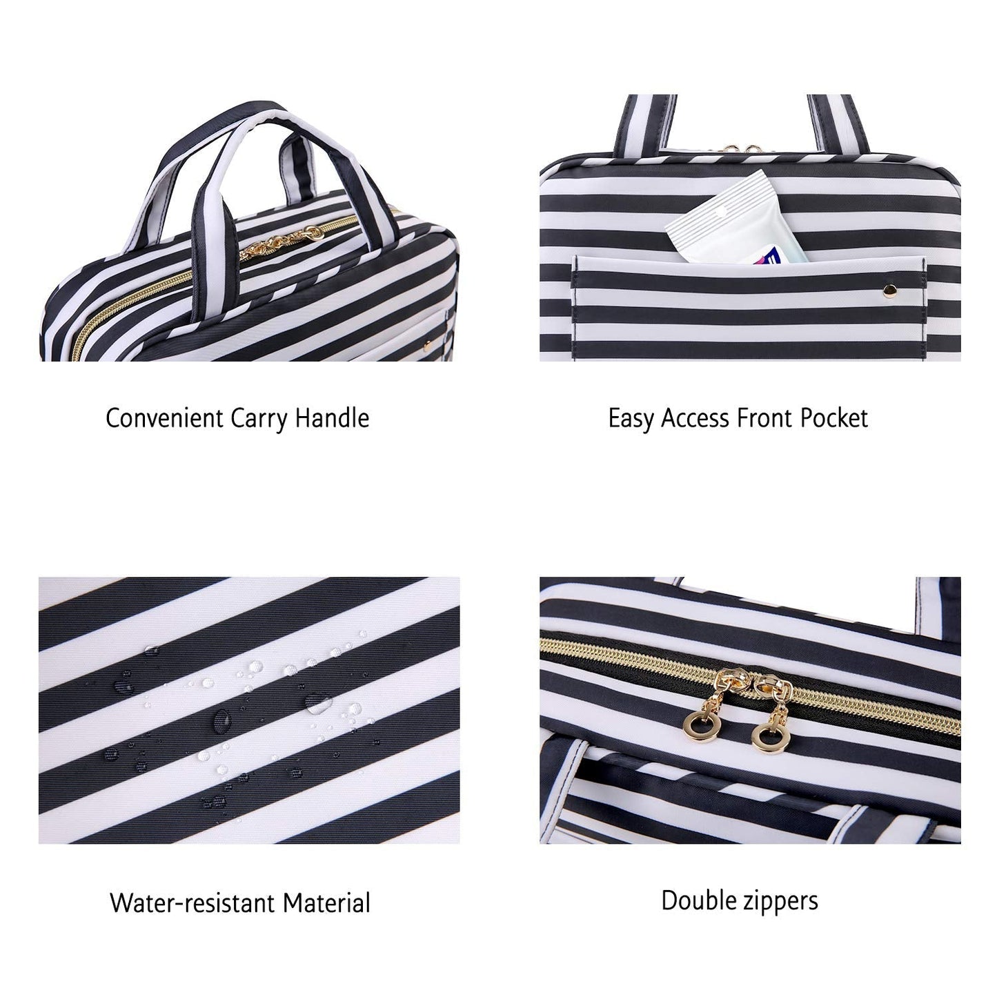 BAGSMART Toiletry Bag Travel Bag with Hanging Hook, Bonchemin Water-resistant Makeup Cosmetic Bag Travel Organizer for Accessories, Shampoo, Full Sized Container, Toiletries, Large