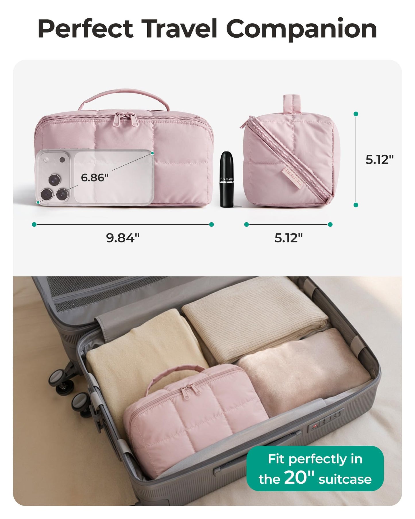 BAGSMART TSA-Ready Makeup Bag, Water-Resistant Travel Toiletry Organizer