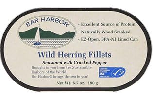 Bar Harbor Wild Herring Fillets with Cracked Pepper - Naturally Wood Smoked, 6.7 oz (12 pack)