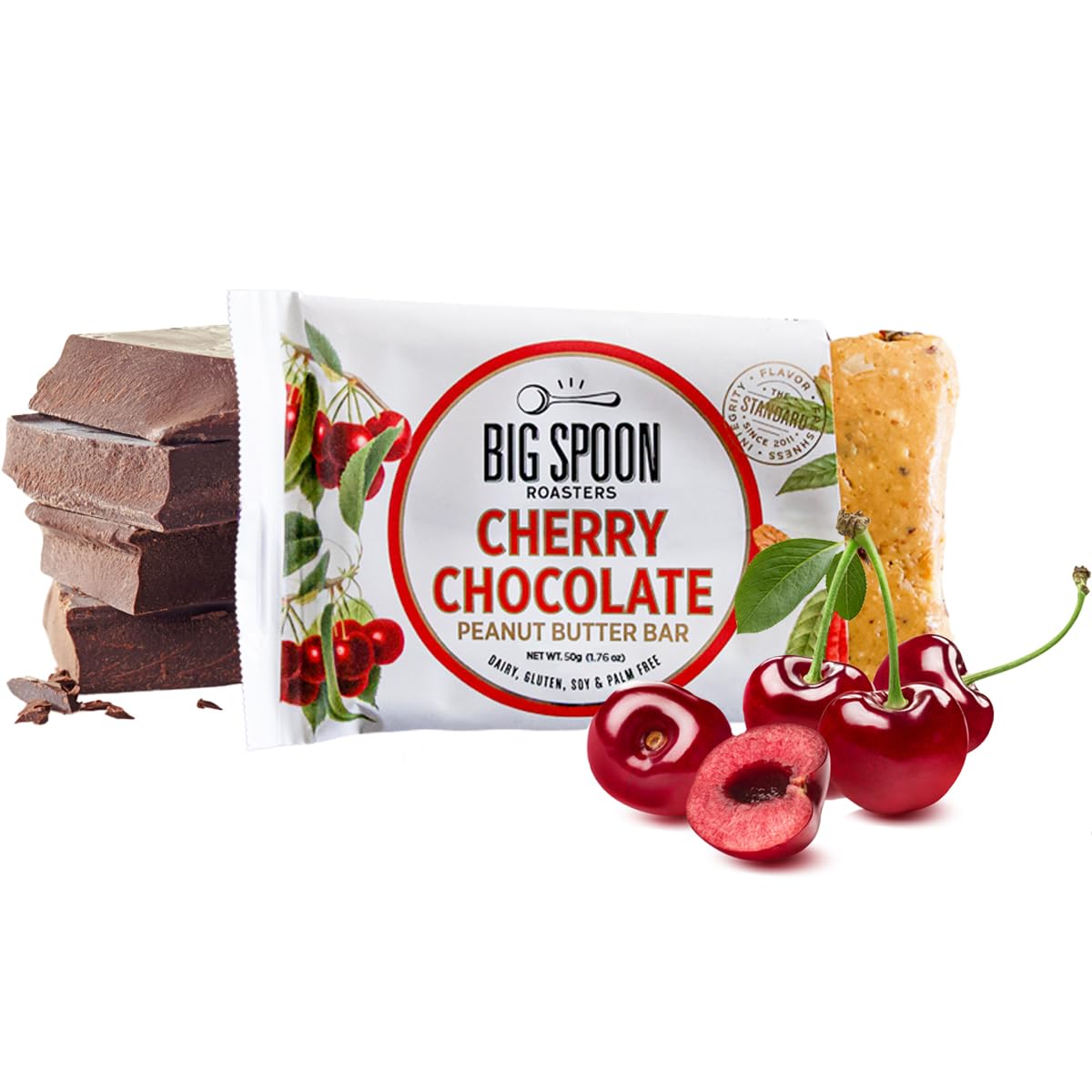 Big Spoon Roasters Cherry Chocolate Nut Butter Bars – Low Carb, High Protein Vegan Snack (12 Pack)