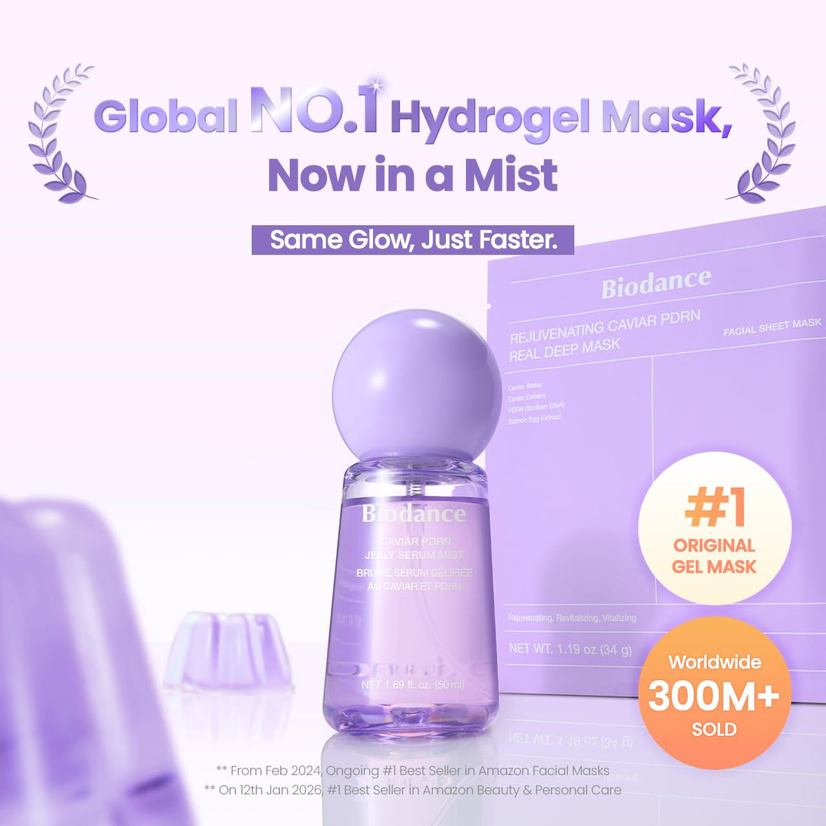 BIODANCE Caviar PDRN Jelly Serum Mist, Hydrating Face Mist, Revitalizing & Radiance Face Spray, Sprayable Hydrogel, Travel Essentials & Self Care Gifts for Women, Korean Skin Care | 1.69 fl.oz