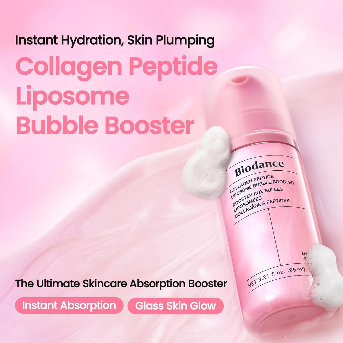 BIODANCE Collagen Peptide Liposome Bubble Booster, Micro-Bubble Foam Essence for Elasticity and Plumping, Hydration & Skin Prep Boost, Quick Morning Mask, Korean Skin Care | 3.21 fl.oz