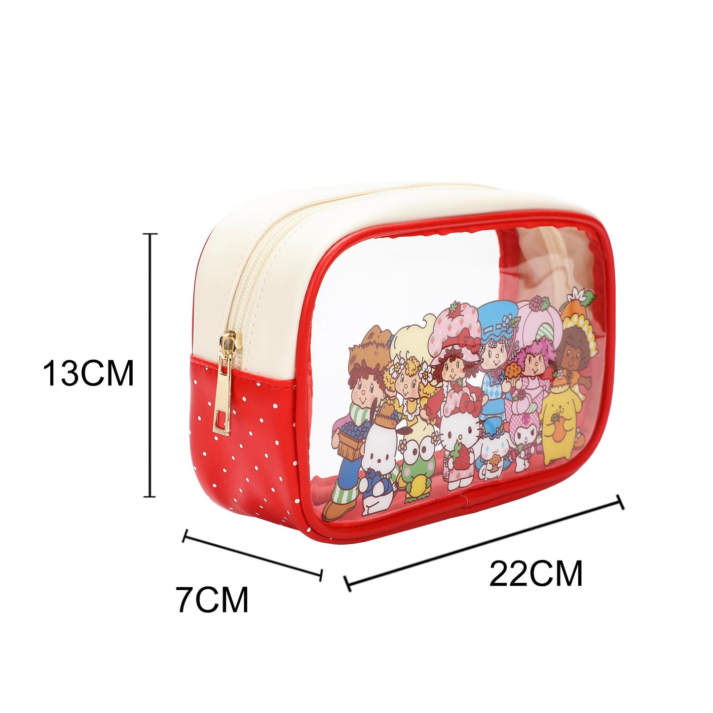 Bioworld Sanrio Hello Kitty And Friends Strawberry Shortcake 3 Piece Cosmetic Bag Set 9"