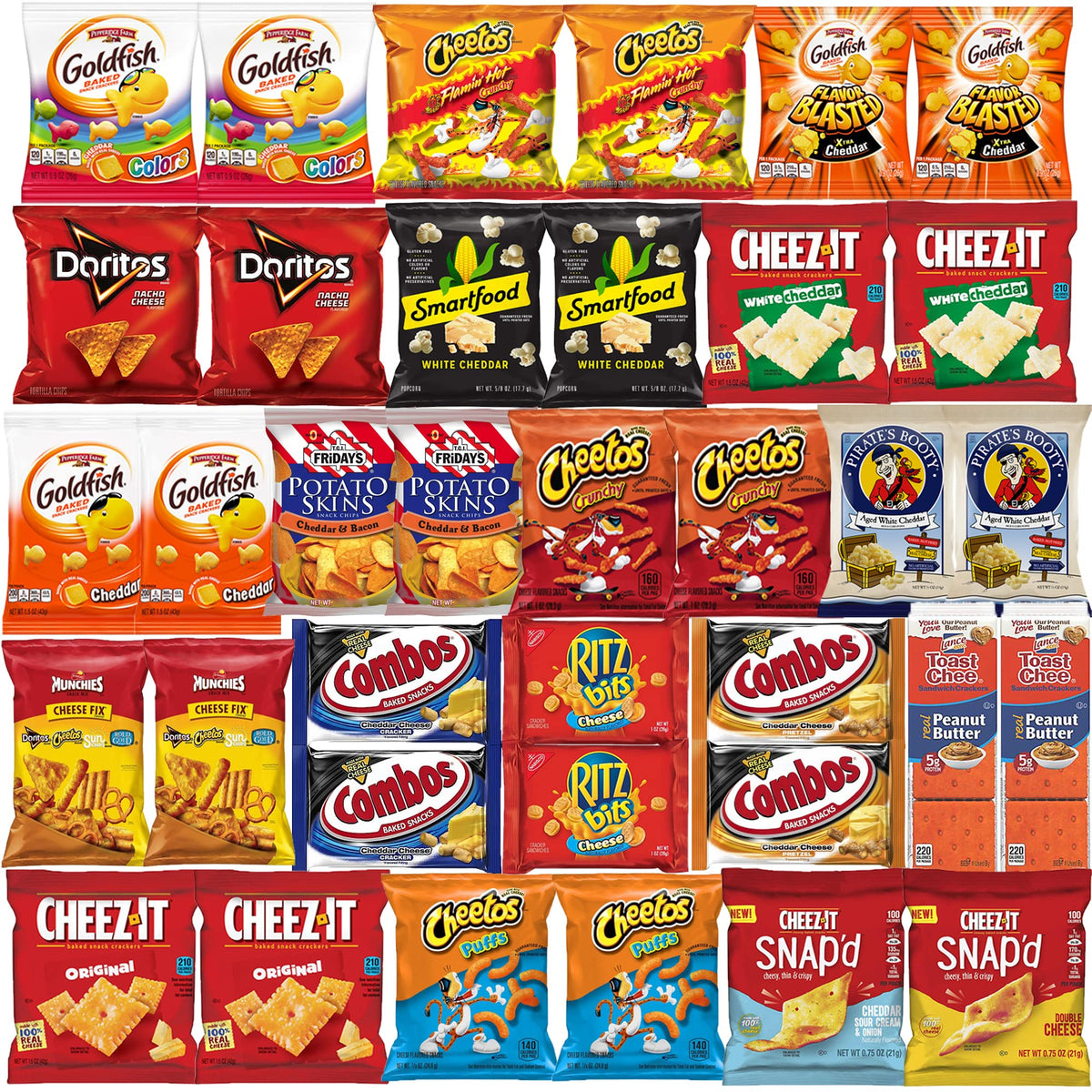 Blunon Cheese Crackers & Snacks Variety Pack – 36-Count Sampler Bulk Gift Box