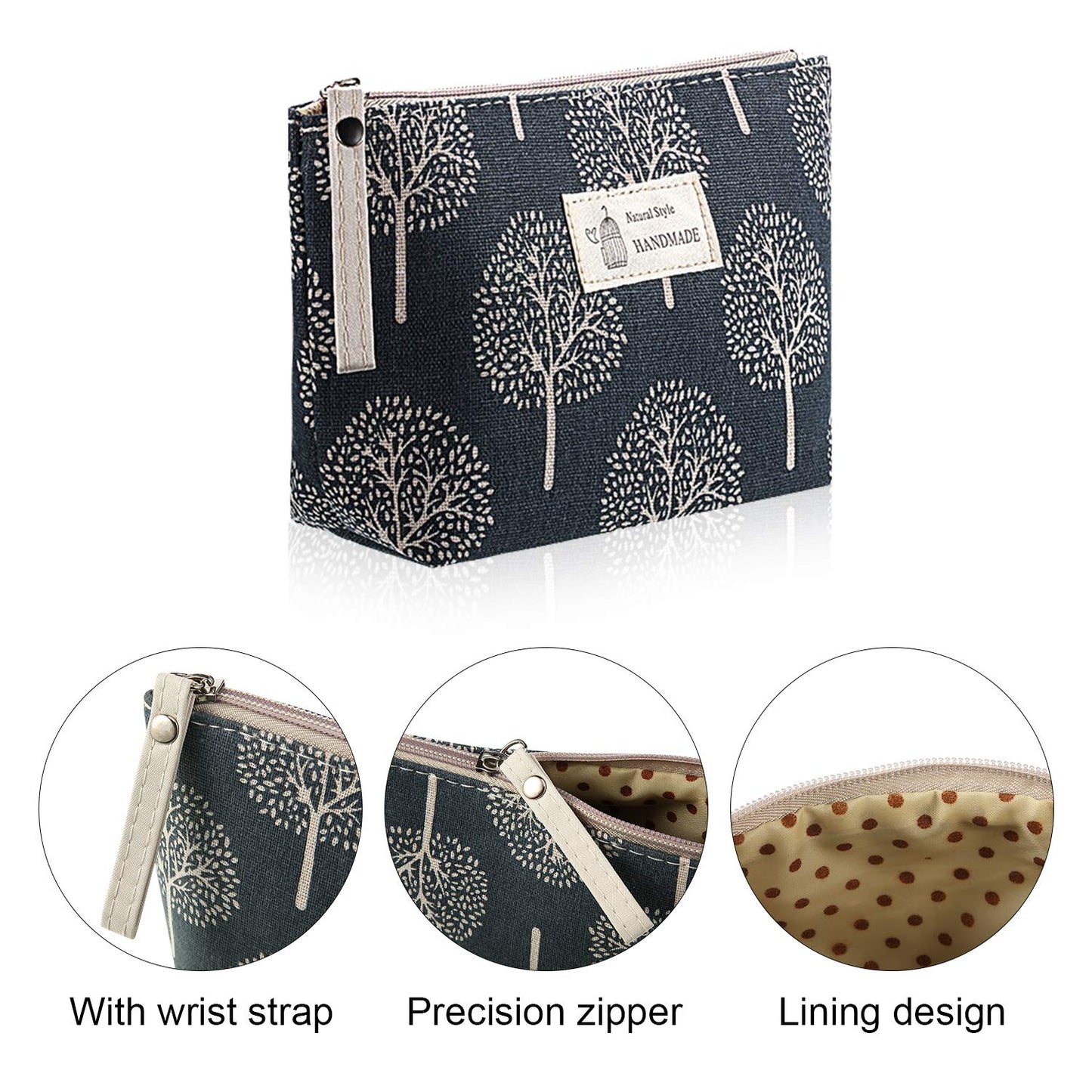 Boao 4 Pcs Canvas Makeup Bag Small Cosmetic Pouch for Purse,Small,Animals