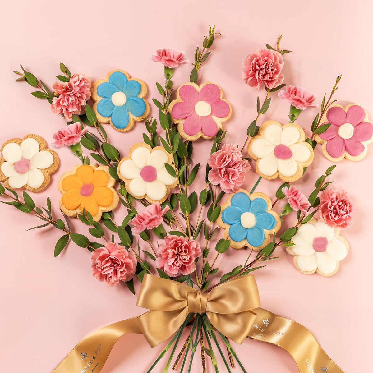 BONNIE AND POP Cookie Gift Basket – Shortbread Flower Cookies Box | Mother's Day Gift