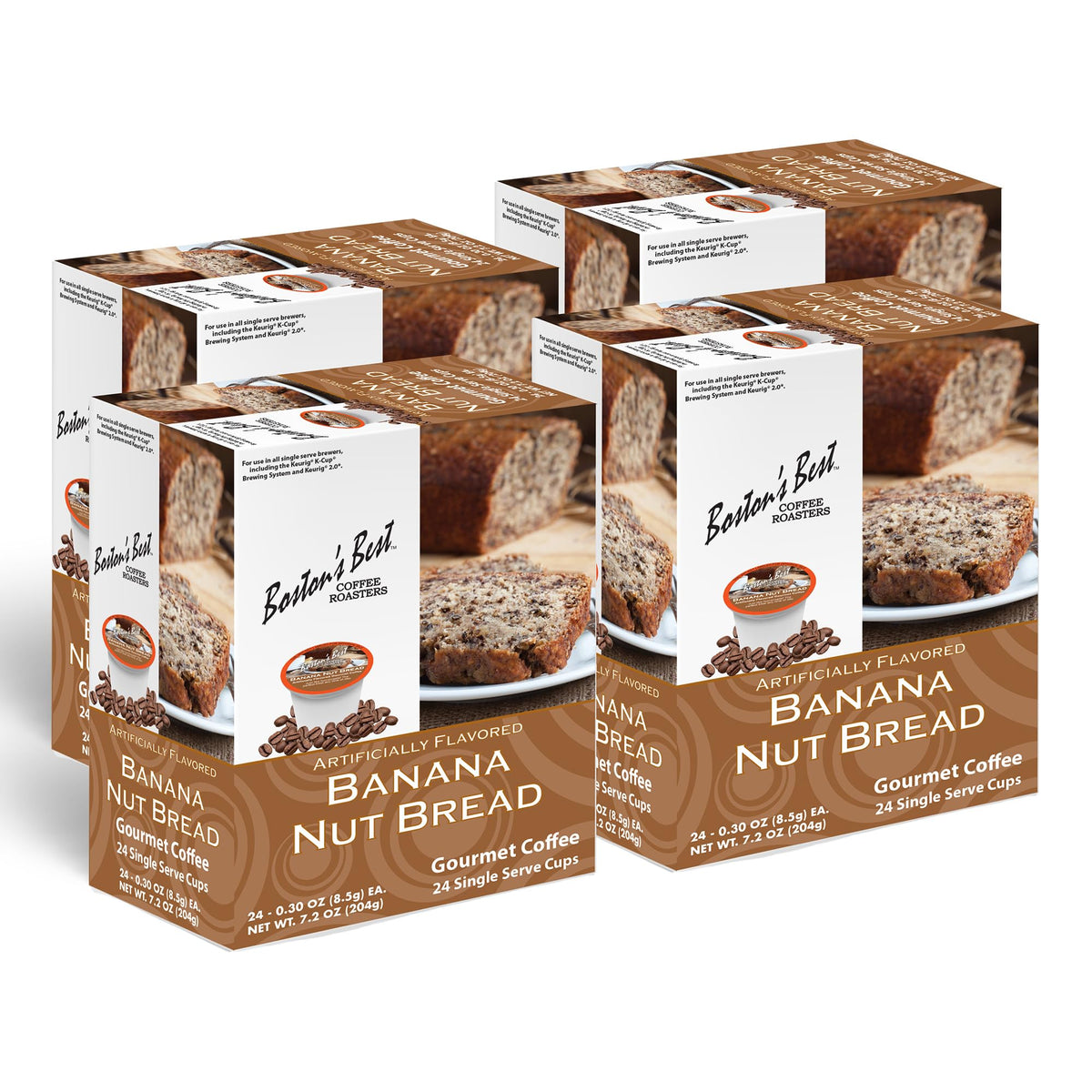 Boston’s Best Banana Nut Bread Flavored Gourmet Coffee for Keurig | 24 Count (Pack of 4)