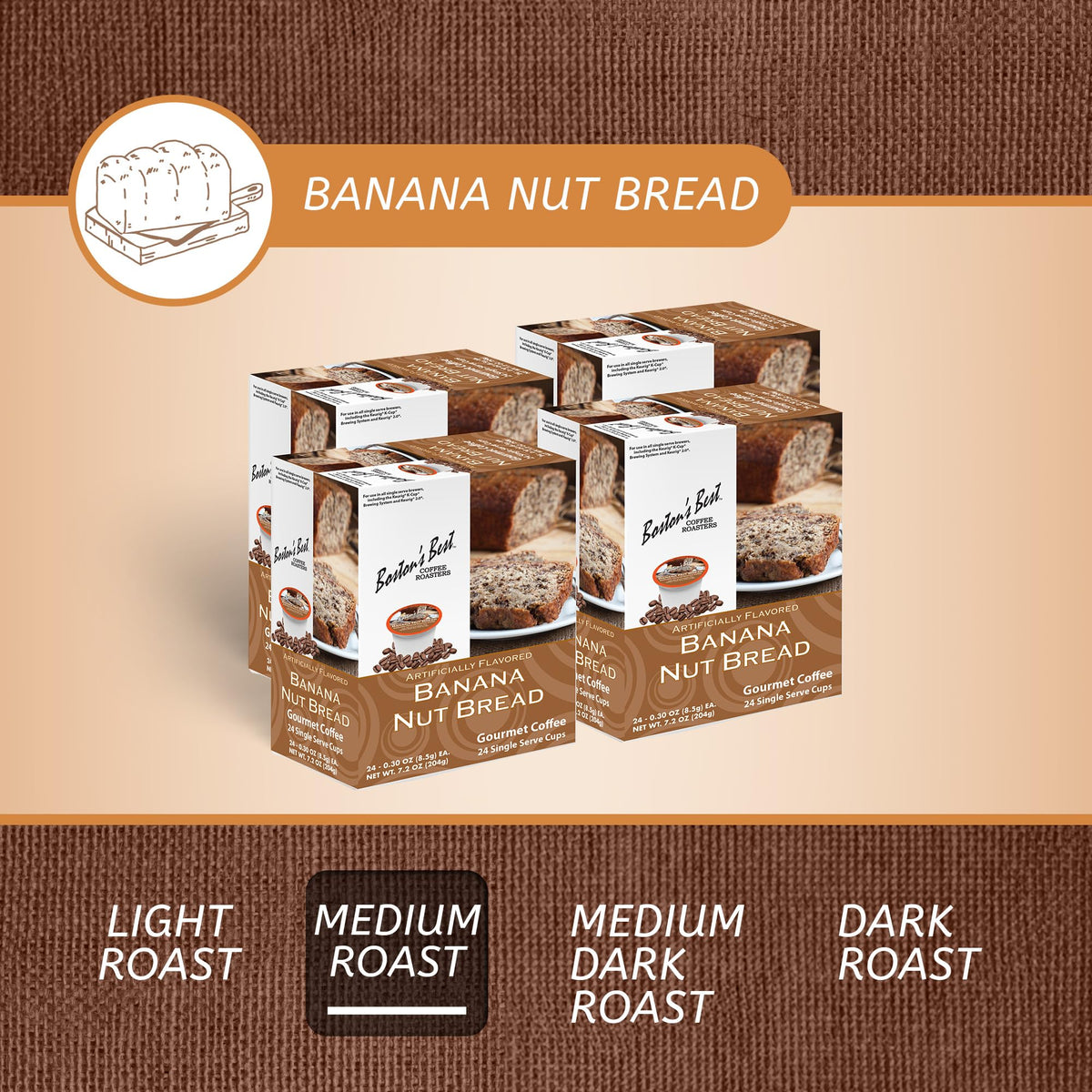 Boston’s Best Banana Nut Bread Flavored Gourmet Coffee for Keurig | 24 Count (Pack of 4)