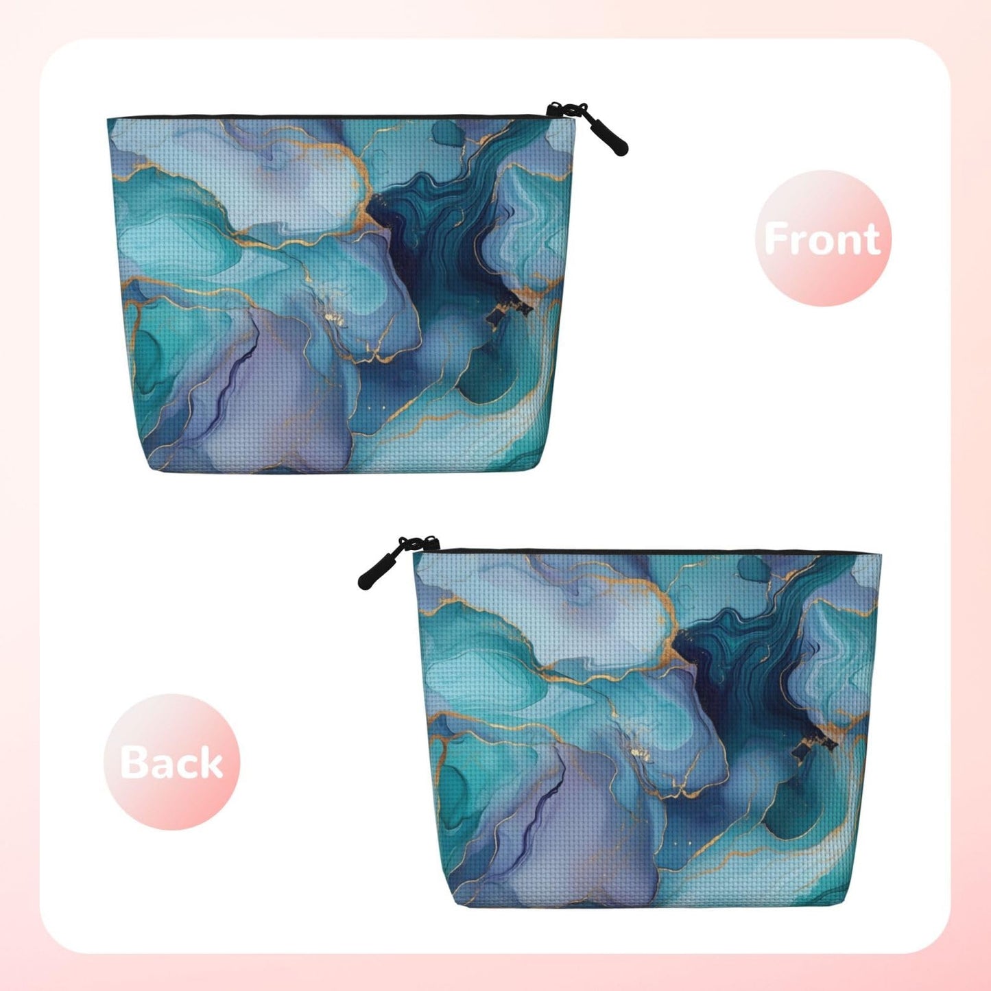 Braytow Blue Marble Classic Print Cosmetic Bags, Waterproof Makeup Storage Pouch for Women Holiday Gifts, 9.45 x 6.7 Inches