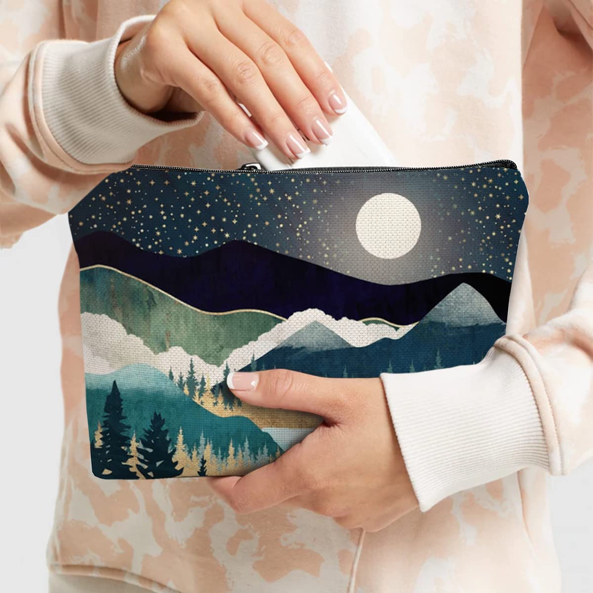 Braytow Forest Makeup Bag Travel Portable Cosmetic Pouch Waterproof Toiletry Organizer Storage Bag Zipper Pouch For Women