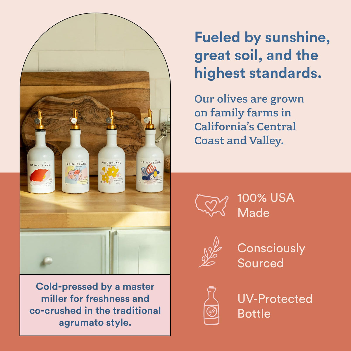 Brightland The Artist Capsule Infused Olive Oils - Cold-Pressed Early-Harvest Frantoio & Arbosana, 12.7 fl oz Pack of 4