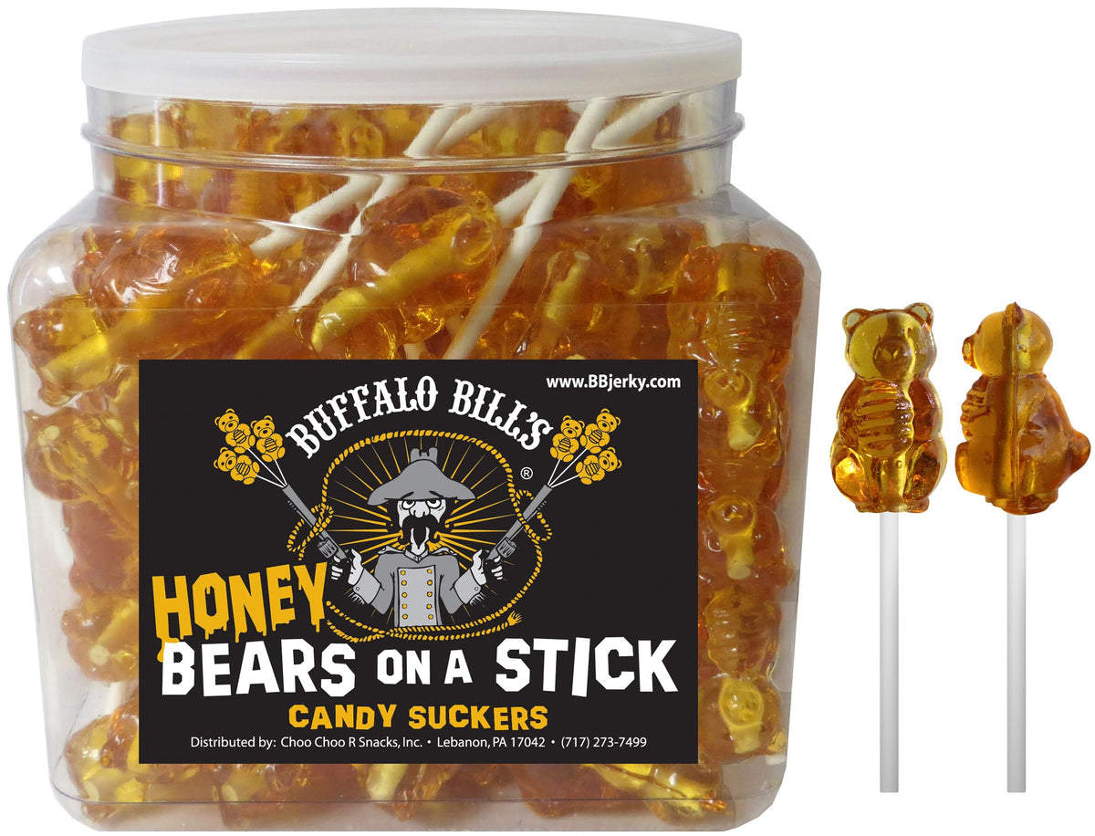 Buffalo Bills Honey Bears On A Stick - 48-Count Tub of Real Honey Suckers