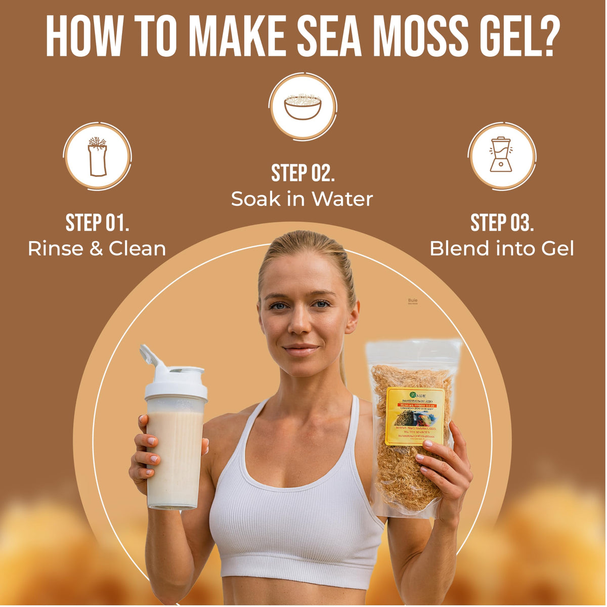 BUIE Golden Irish Sea Moss – Wildcrafted from St. Lucia | 16 oz to ~240 oz Gel | 100% Natural & Raw