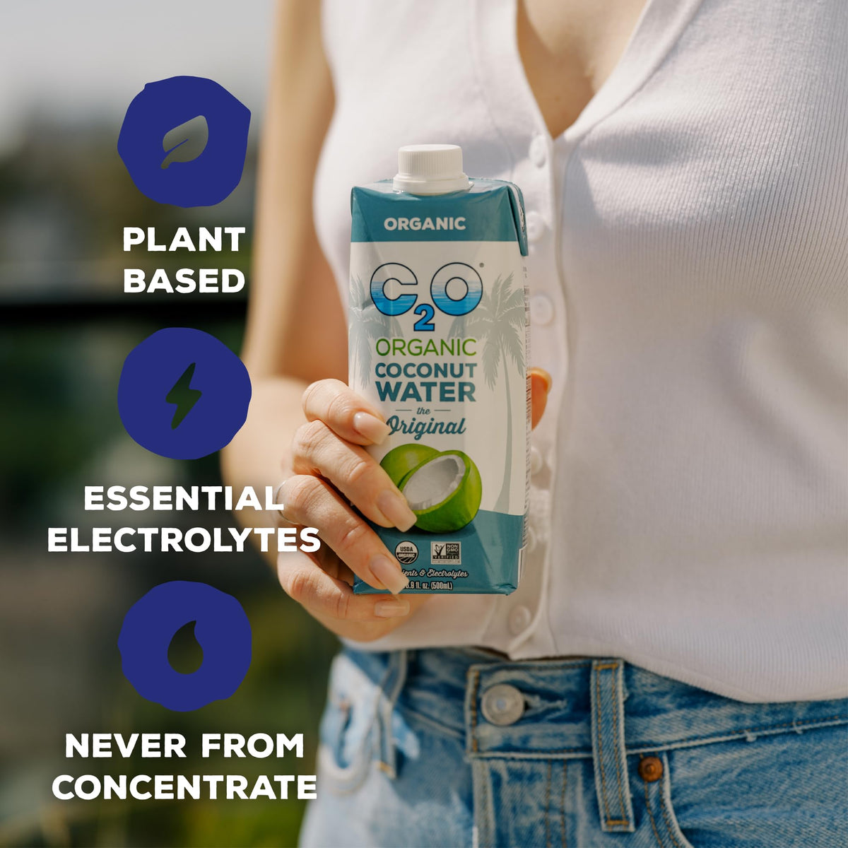 C2O Organic Coconut Water Original Flavor (12 Pack) | Fresh, Non-GMO Hydration