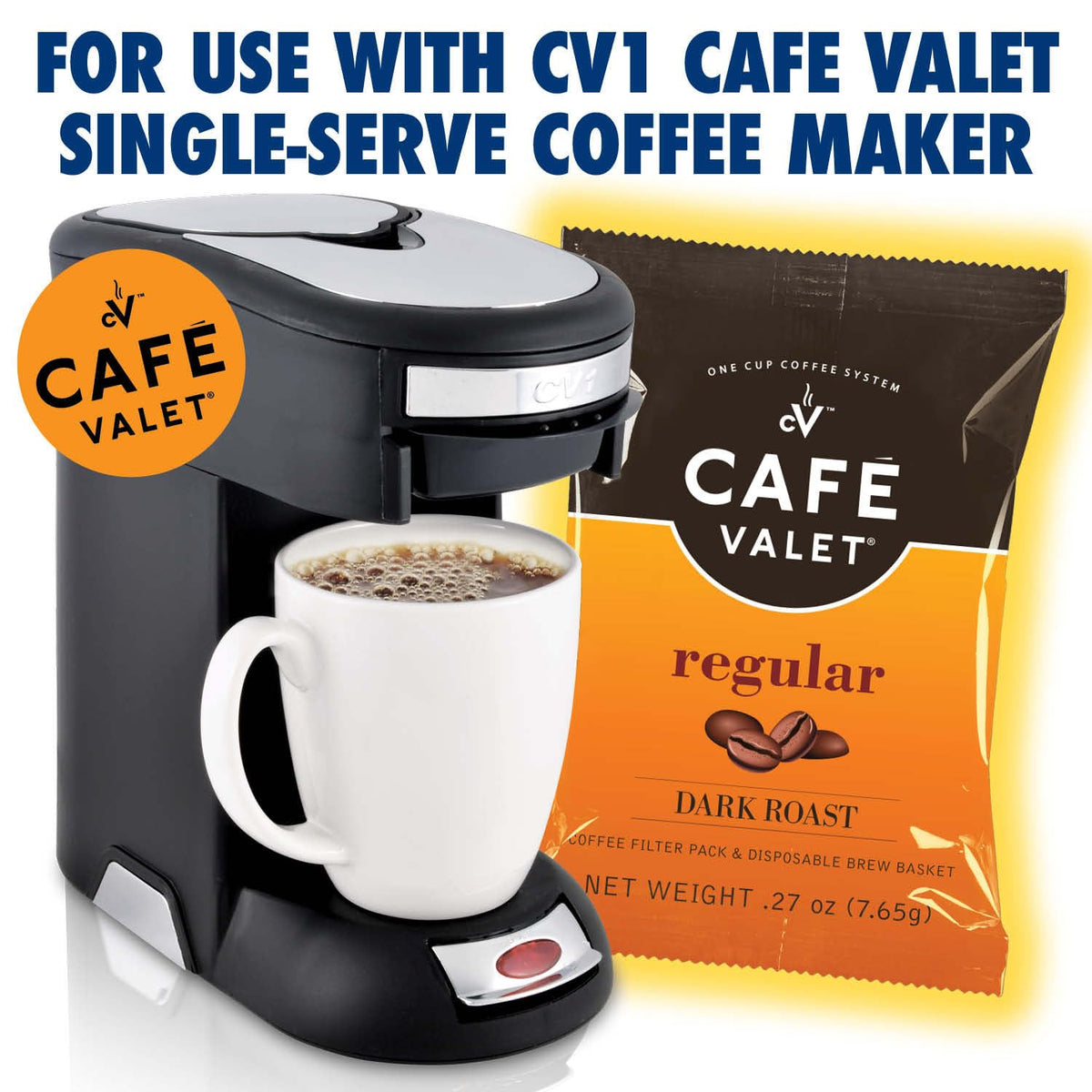 Cafe Valet Regular Dark Roast – 84-Count Single-Serve Packets for Café Valet Makers