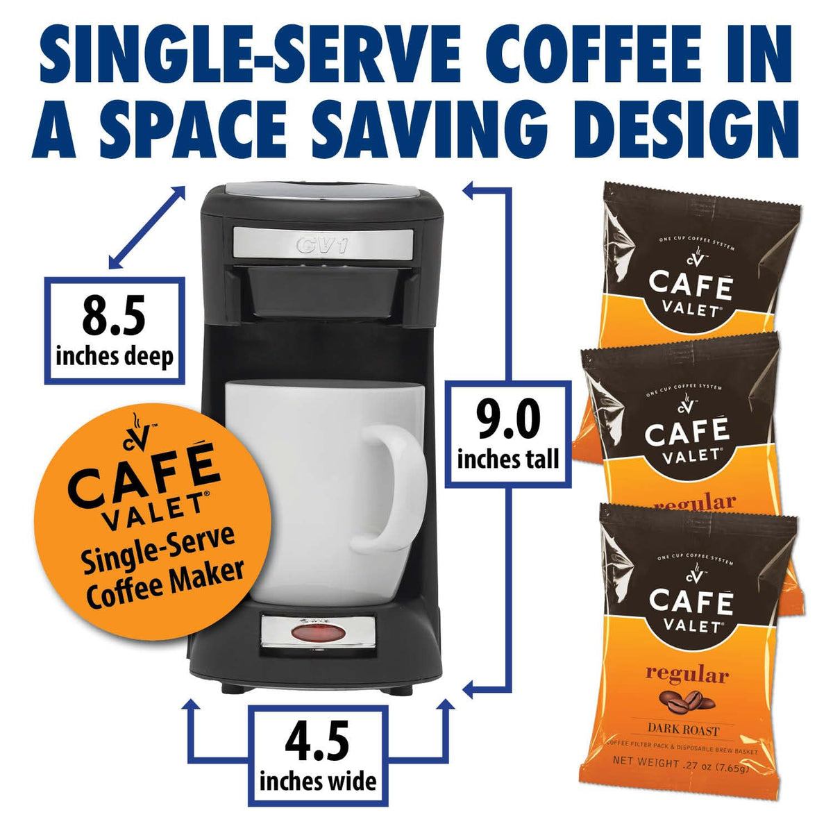 Cafe Valet Regular Dark Roast – 84-Count Single-Serve Packets for Café Valet Makers