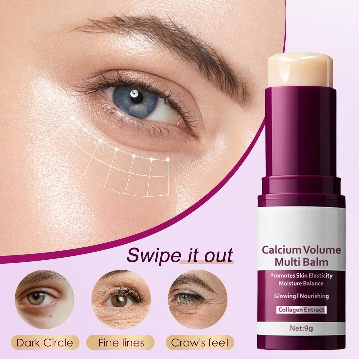 Calcium Daily Skincare Bundle with Calcium Volume Multi Balm Stick, Cream, Serum & Eye Patches for Hydrating, Firming,Smoothing,Collagen Boost & Pore Skin Care,Gift & Travel Essentials for Women Girl