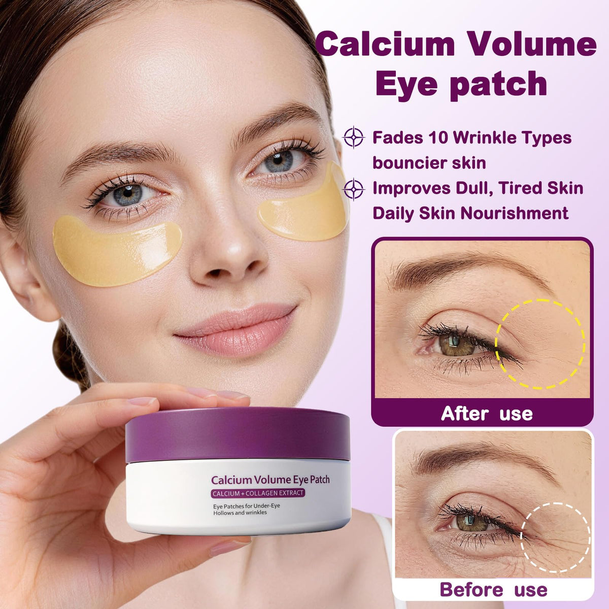 Calcium Daily Skincare Bundle with Calcium Volume Multi Balm Stick, Cream, Serum & Eye Patches for Hydrating, Firming,Smoothing,Collagen Boost & Pore Skin Care,Gift & Travel Essentials for Women Girl