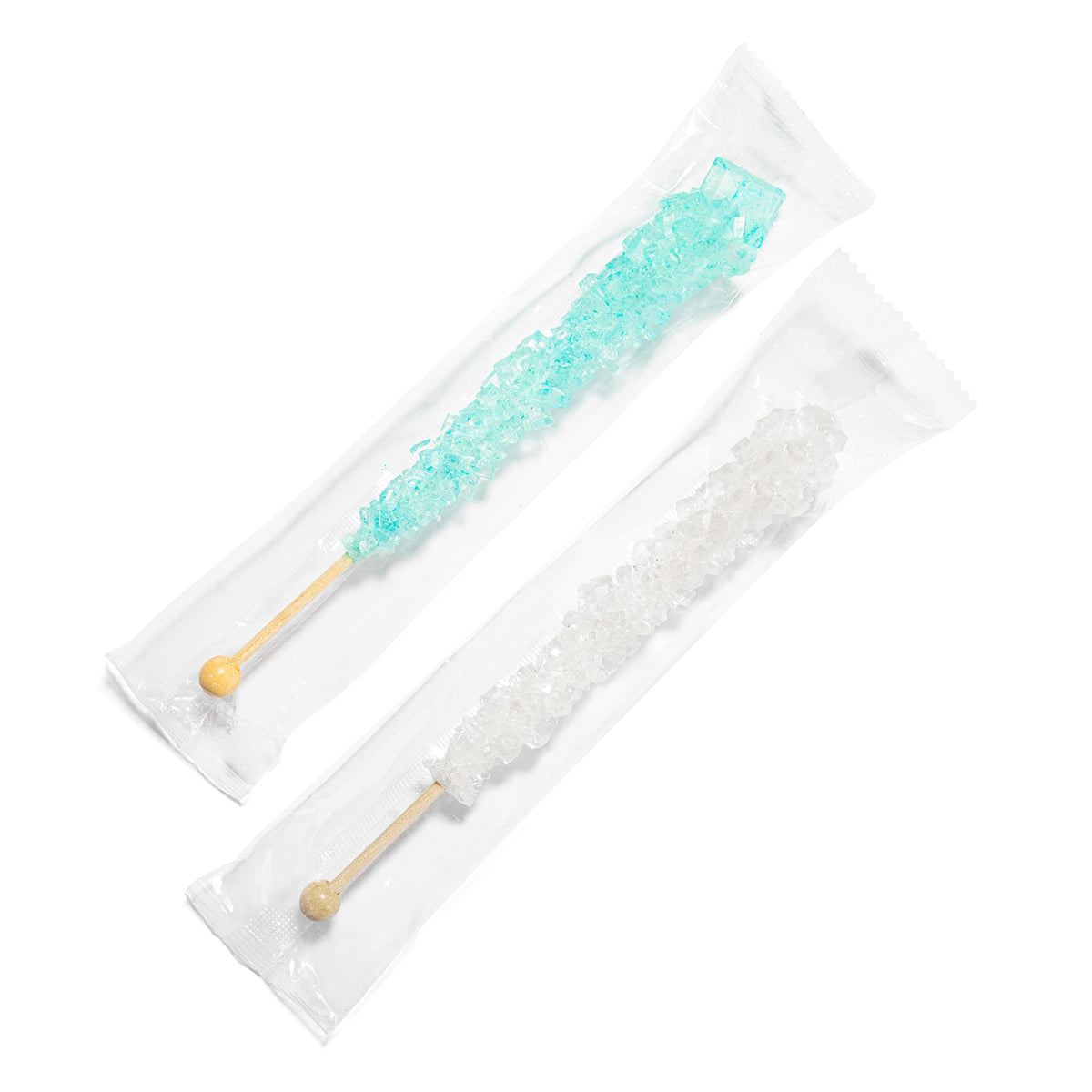 Candy Envy Rock Candy Sticks – Light Blue & White, 36-Pack (Cotton Candy & Original Sugar)