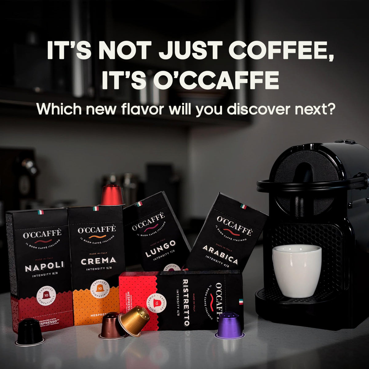 Occaffe Variety Pack Espresso Pods | CAPSUCUP SELECTION 100-Count Espresso Capsules for Nespresso