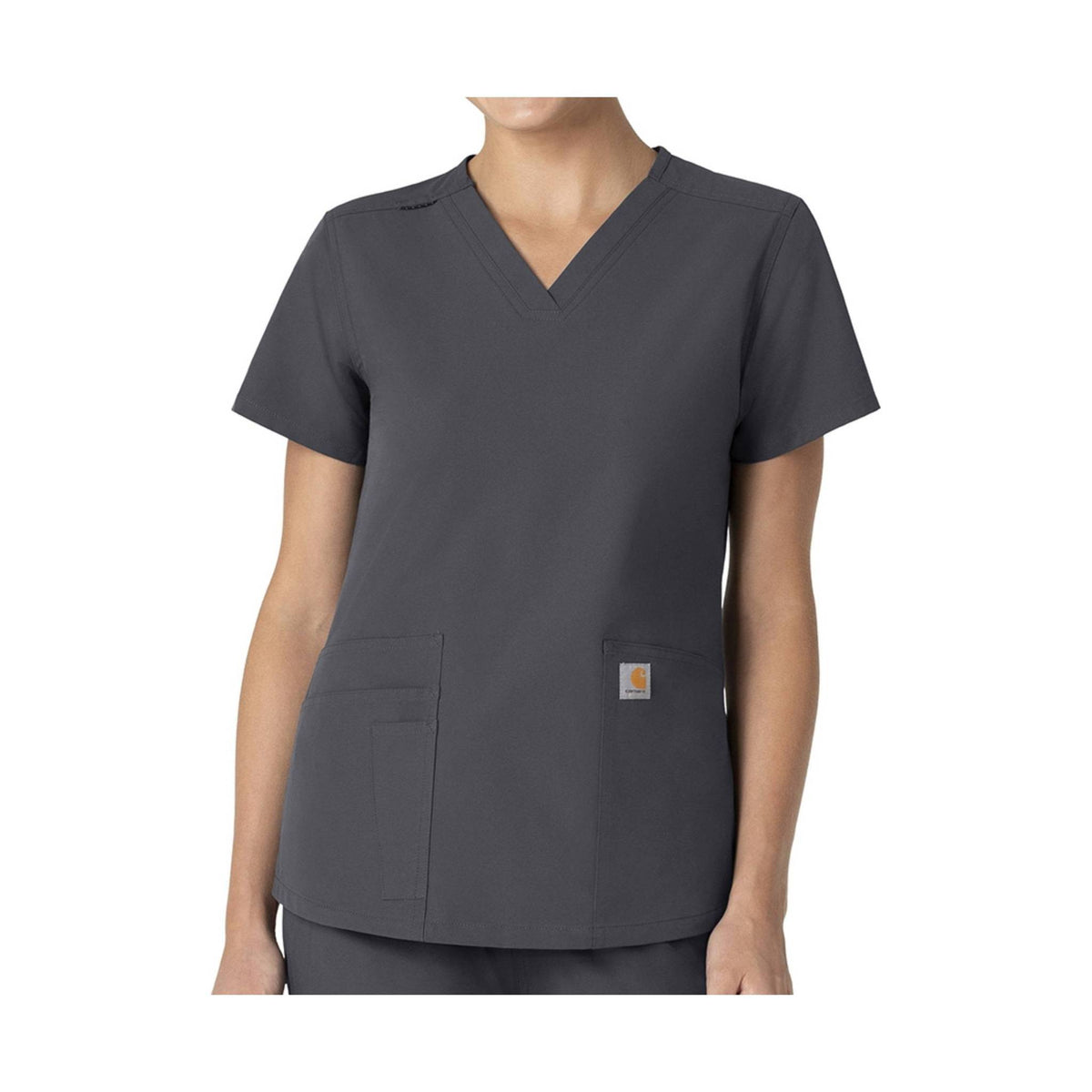 Carhartt Women's Force V Neck 5 Pocket Scrub Top - Pewter