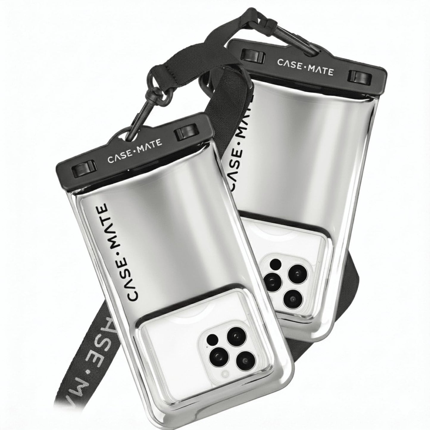 Case-Mate 2 Pack IP68 Waterproof Phone Pouch - Silver Chrome