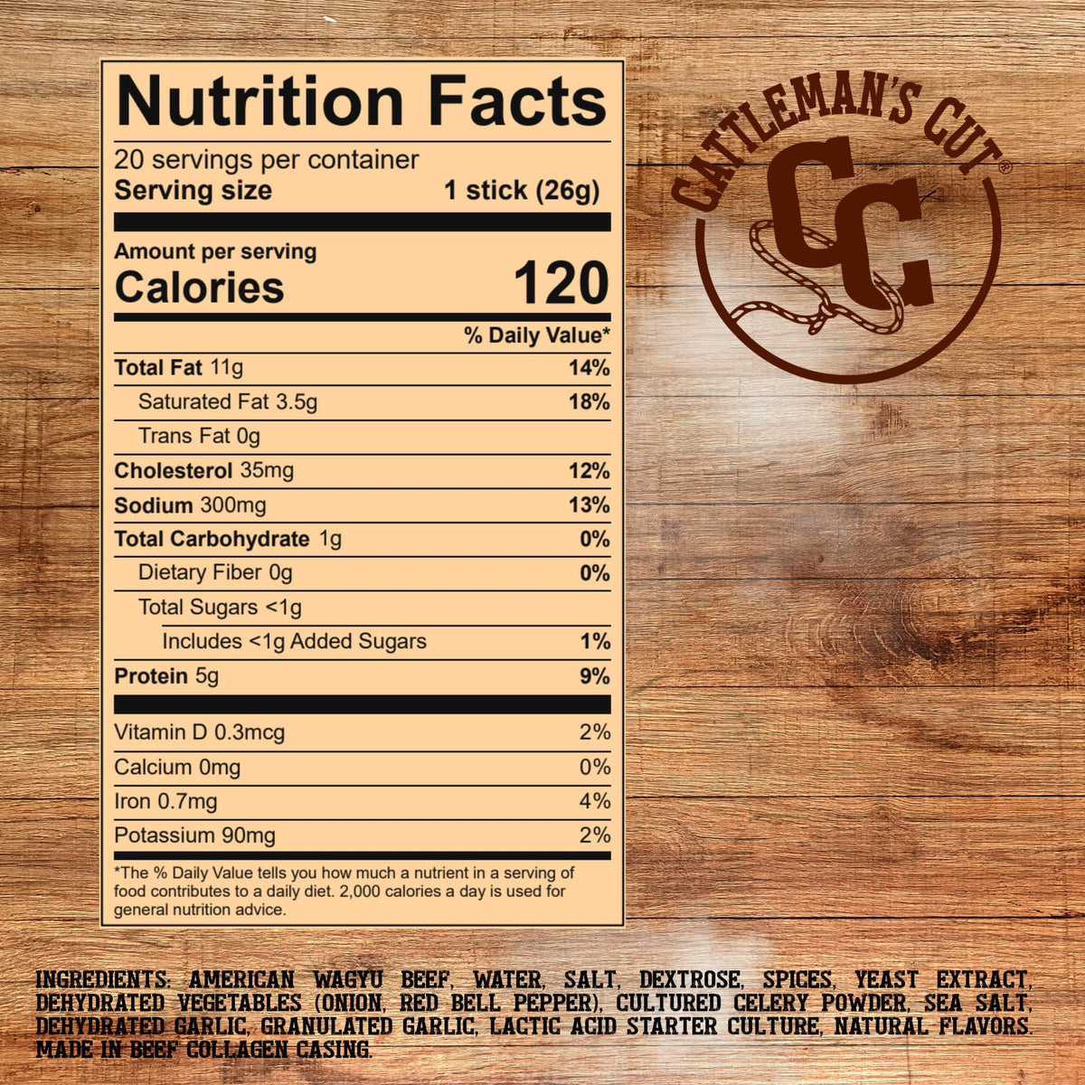CATTLEMAN'S CUT American Wagyu Beef Sticks (Pack of 20) – 0.9 oz, Keto & Gluten Free