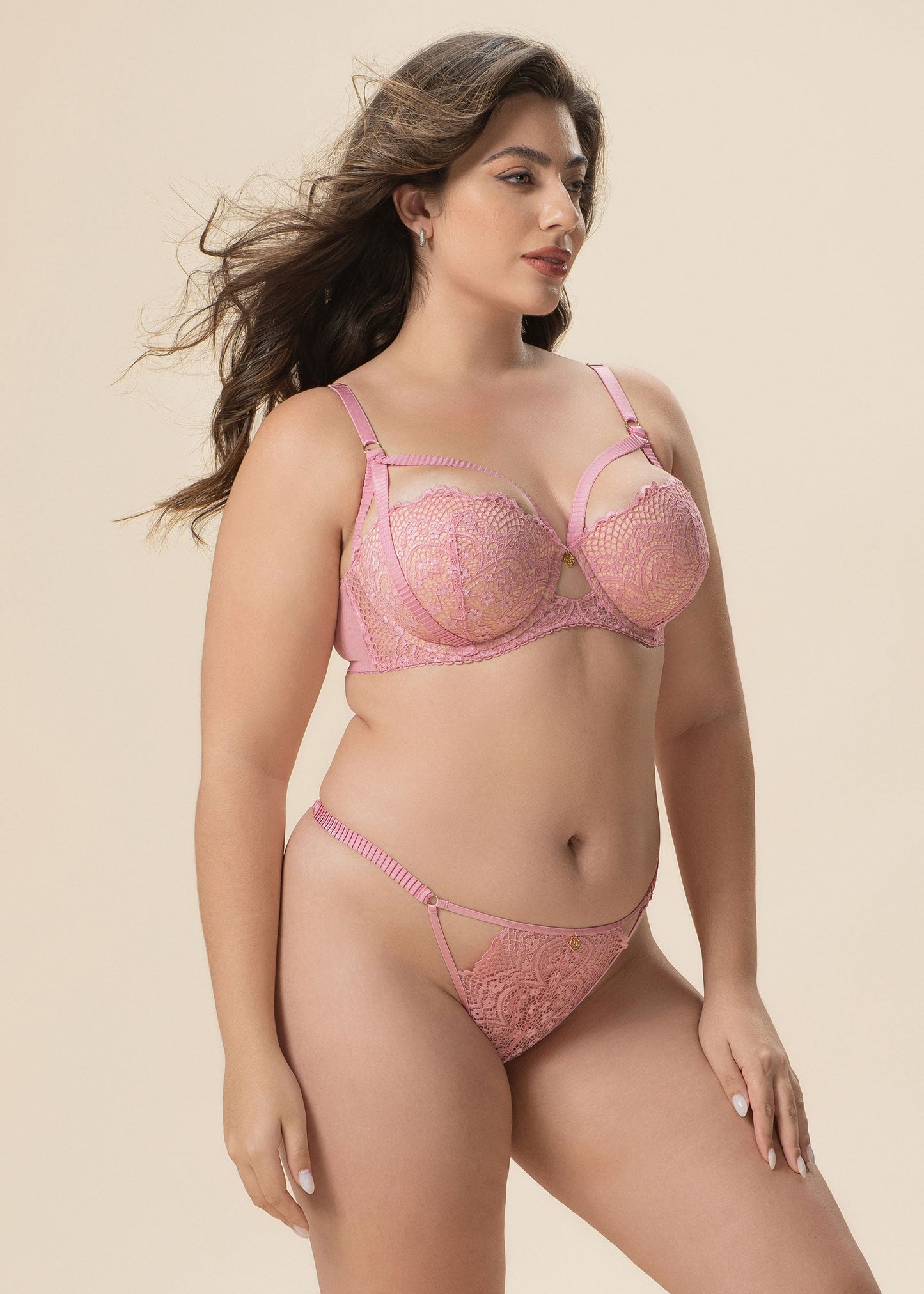 CELINE Plus Sexy Pink Lace Tanga Panties