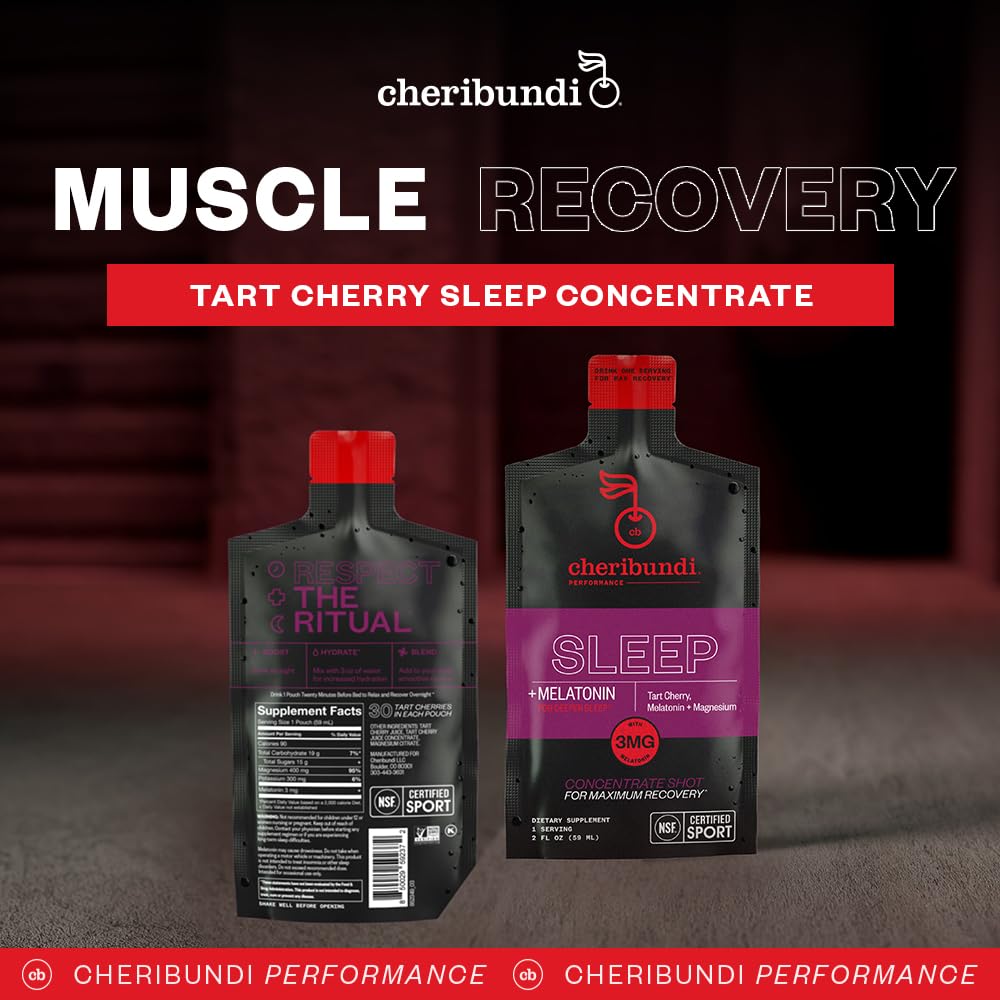 Cheribundi 100% Tart Cherry Juice Sleep Concentrate 2oz Pouch – Pack of 12 | 30 Cherries, Non-GMO, No Preservatives