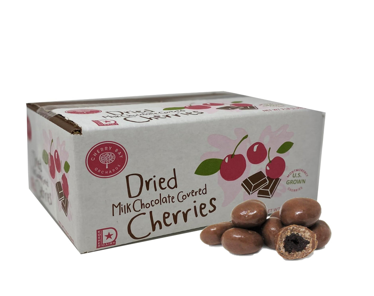 Cherry Bay Orchards Milk Chocolate Covered Cherries - USA Grown Montmorency Tart, 3 lb Bulk