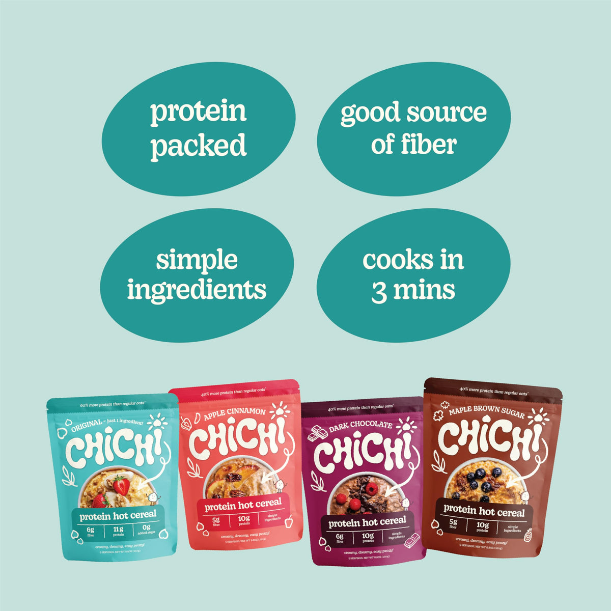 ChiChi Made With Chickpeas – High Protein Hot Cereal (4-Pack Variety)