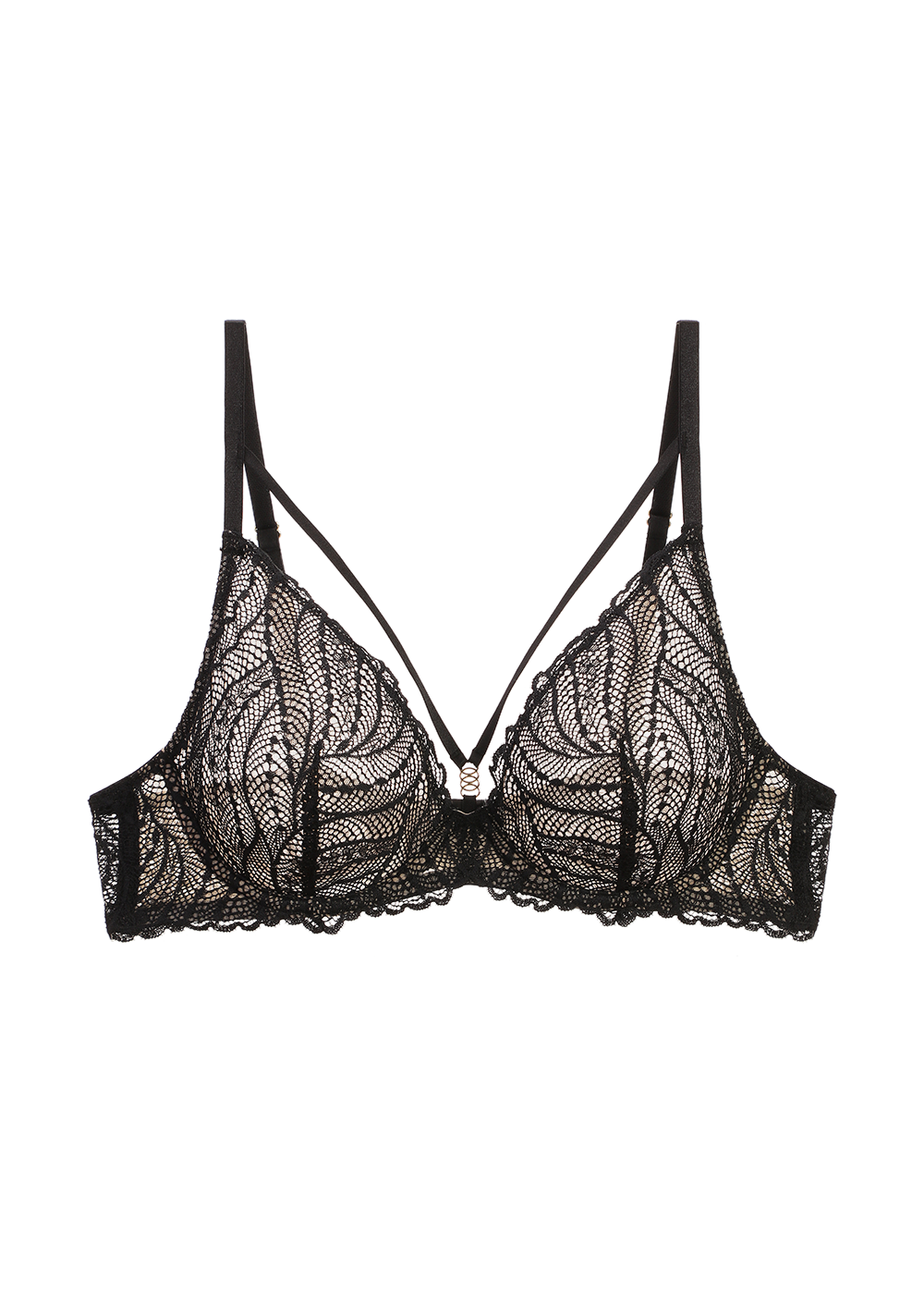 CHLOE Plus Black Underwired Unlined Lace Plunge Bra