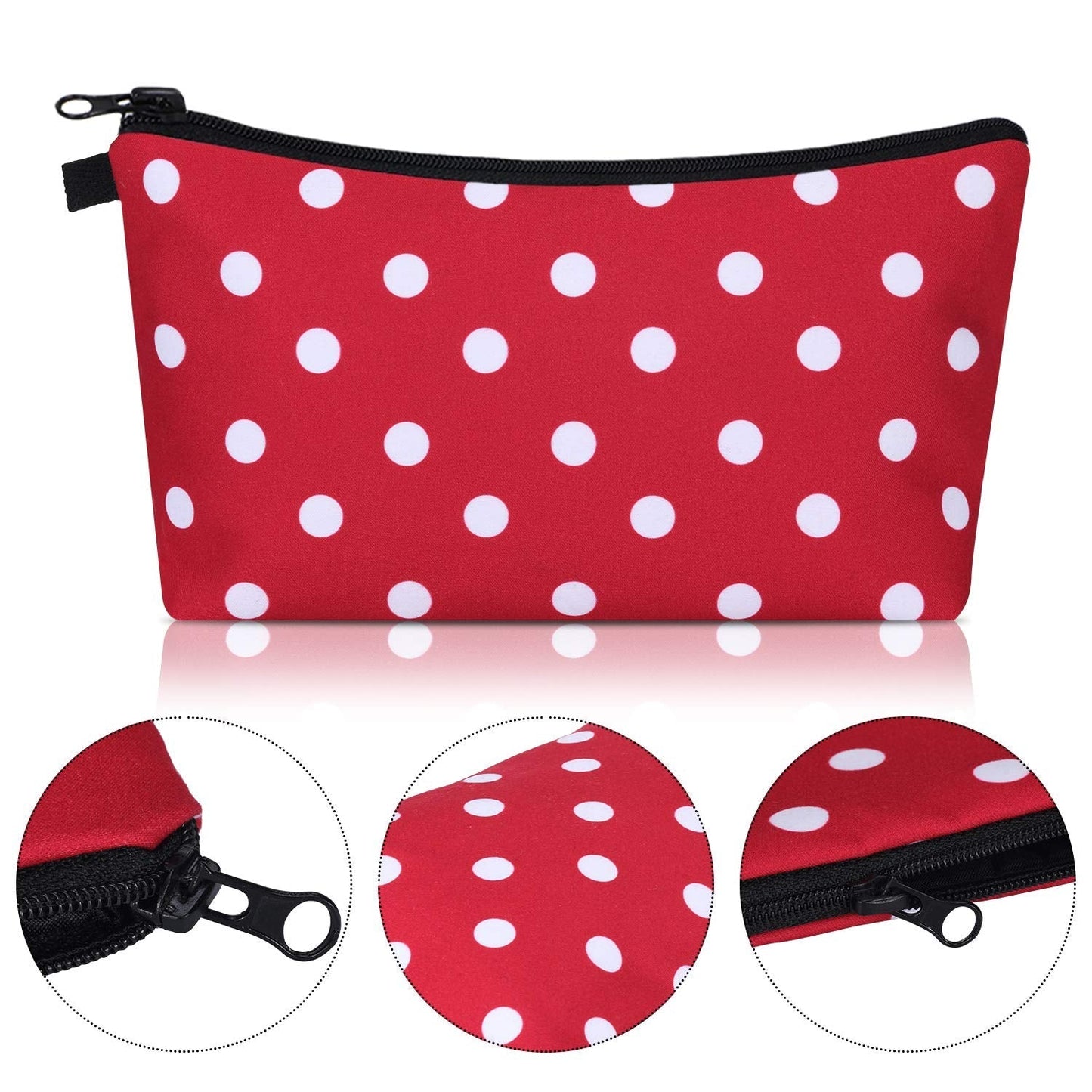 Chuangdi 6 Pieces Makeup Bag Toiletry Pouch Waterproof Cosmetic Bag with Zipper Travel Packing Pouch 8.7 x 5.3 Inch Small Cosmetic Organizer Accessory for Women and Men(Polka Dots Style)