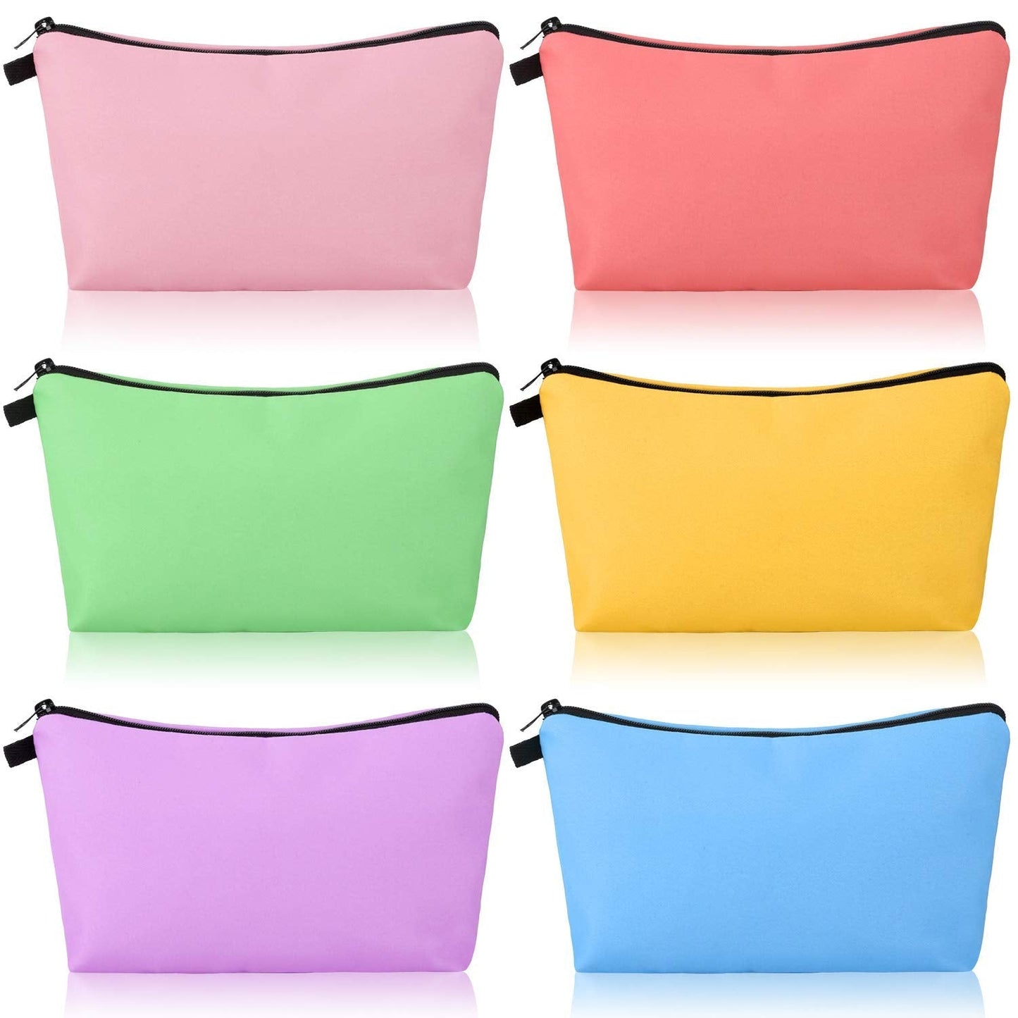 Chuangdi 6 Pieces Makeup Bag Toiletry Pouch Waterproof Cosmetic Bag with Zipper Travel Packing Pouch 8.7 x 5.3 Inch Small Cosmetic Organizer Accessory for Women and Men(Bright Style)
