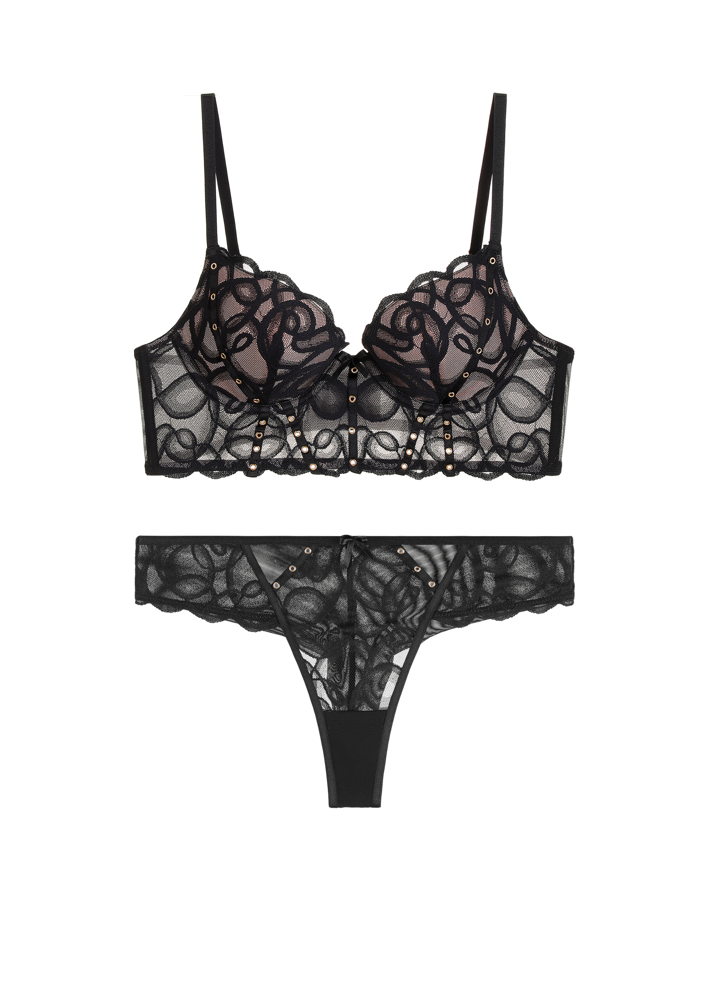 CINDY Plus Black Lace Lingerie Set