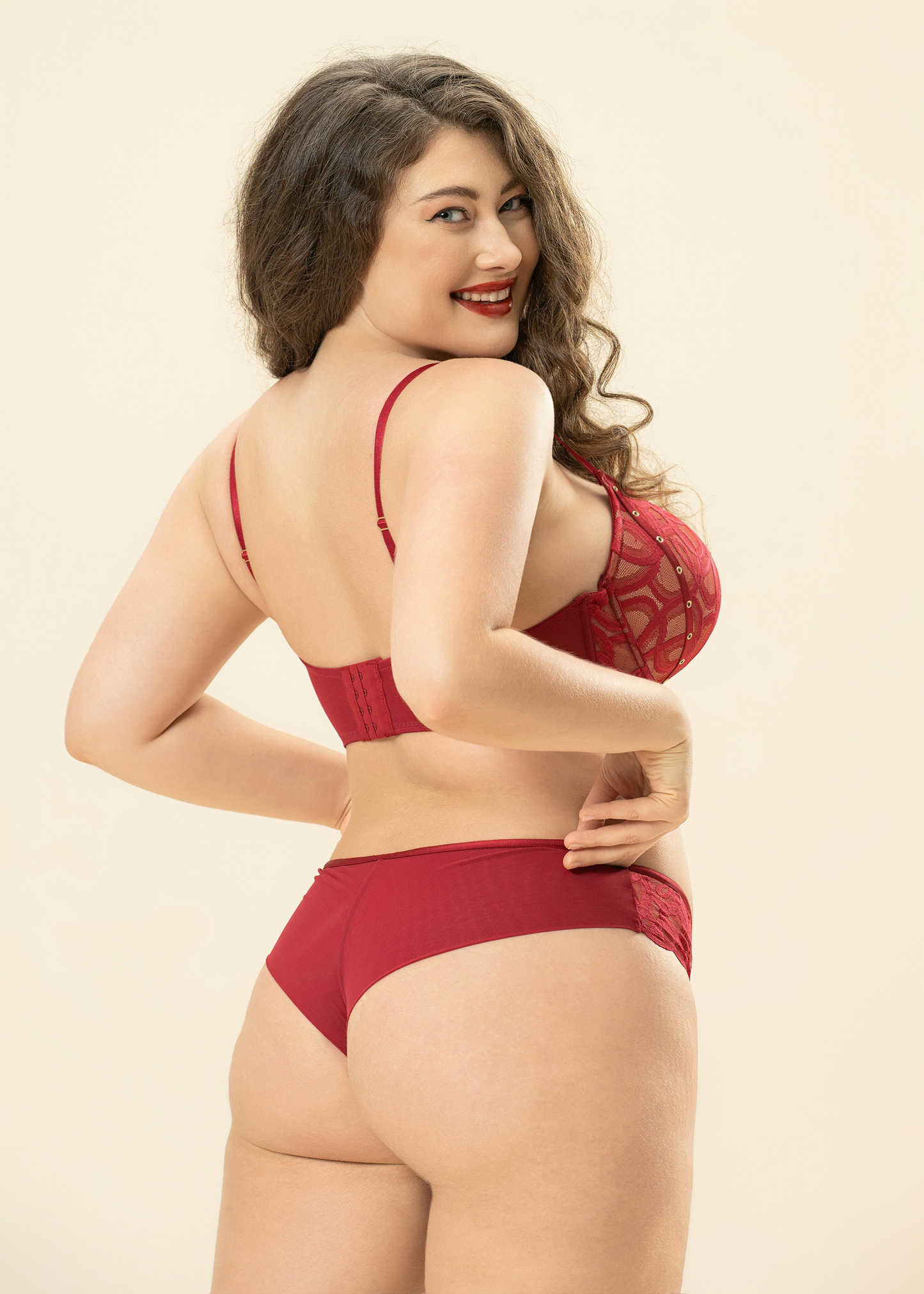 CINDY Red Lace Plus Bra & Panty Set