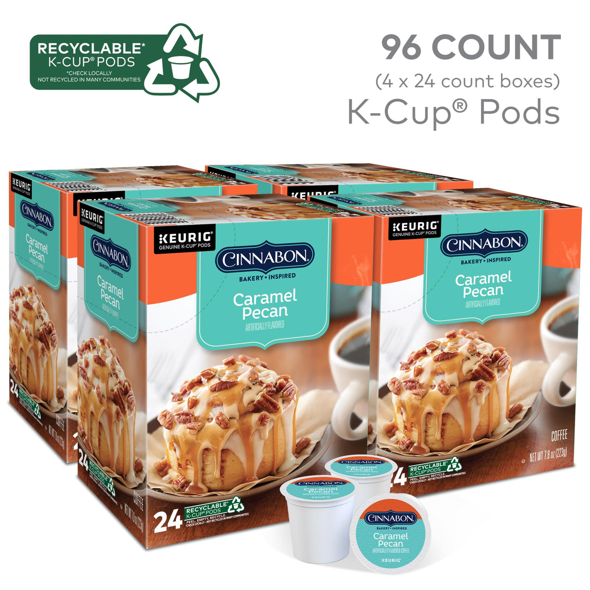 CINNABON Caramel Pecan Coffee K-Cup Pods - 96 Count (Keurig Compatible)