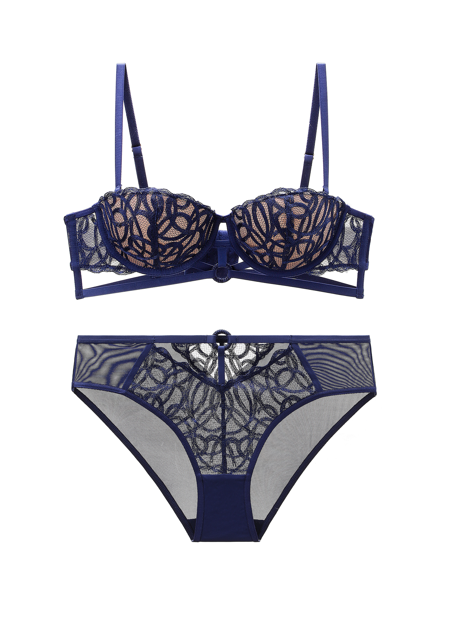 CLAIR Navy Blue Lace Plus Bra & Panty Set