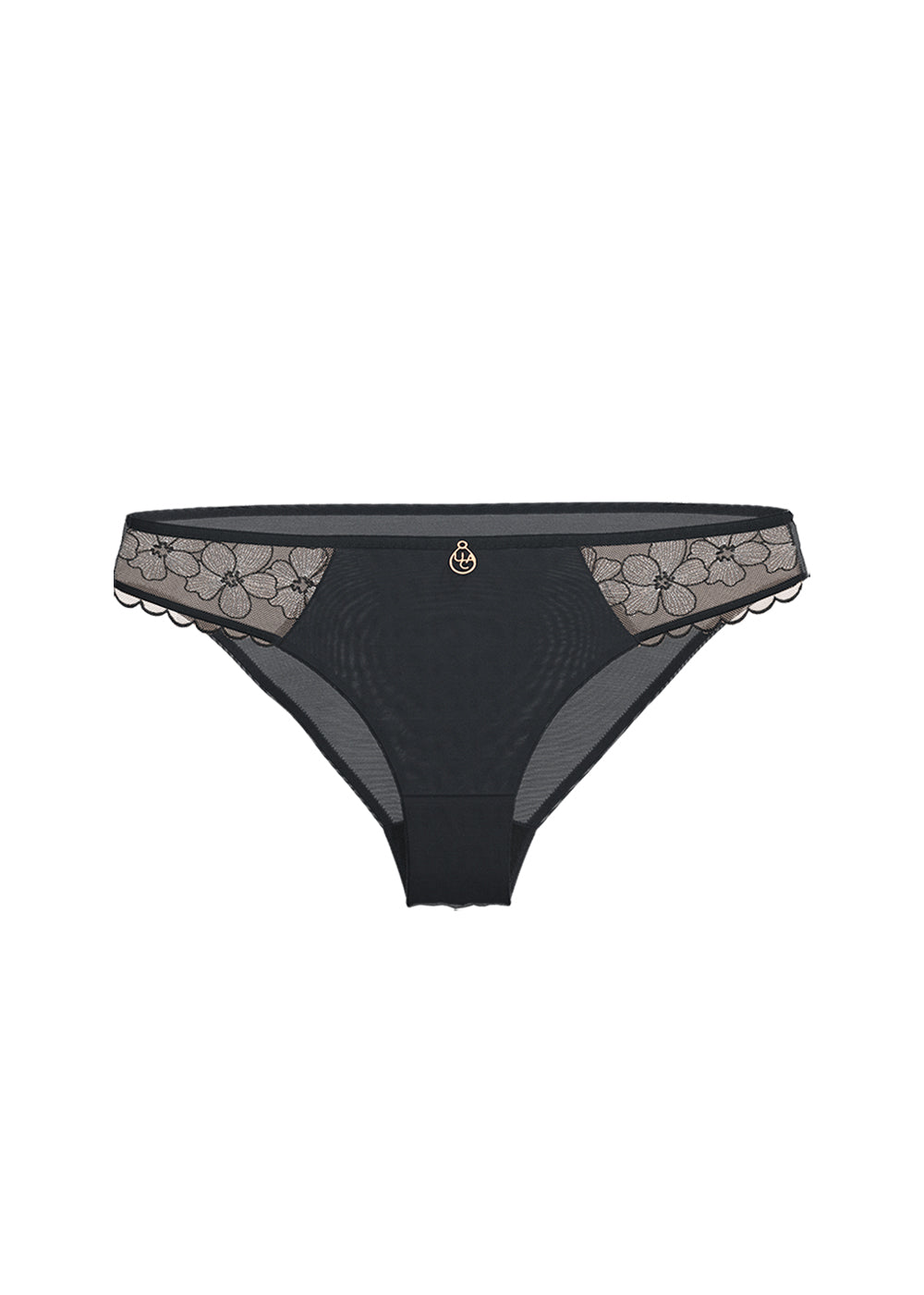CLARIBEL Sexy Black Embroidery Lace Brief Panties