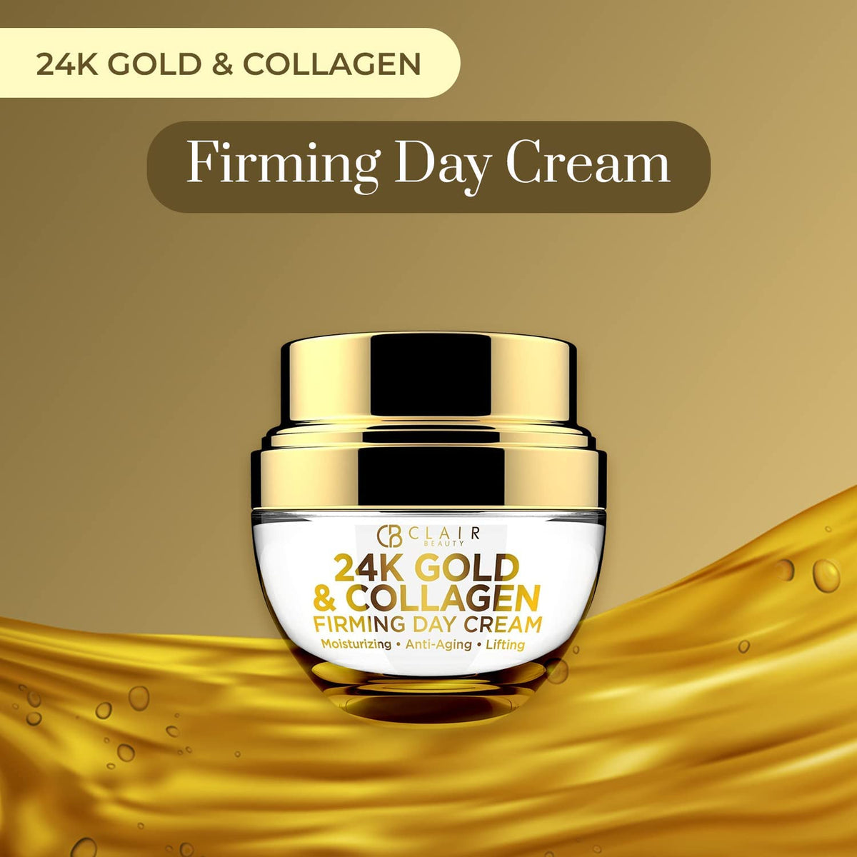 Clear Beauty 24K Gold & Collagen Face Moisturizer - Dermatologist Tested, Anti Aging, Korean Skin Care - Hydrates, Firms, Smooths For Youthful Skin - Vegan, Clean Beauty - Duo Pack
