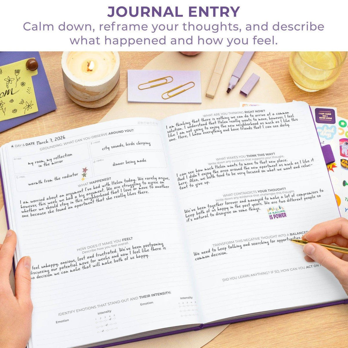 Clever Fox Mental Health & Anxiety Journal CBT Prompts 8.3x11 Purple