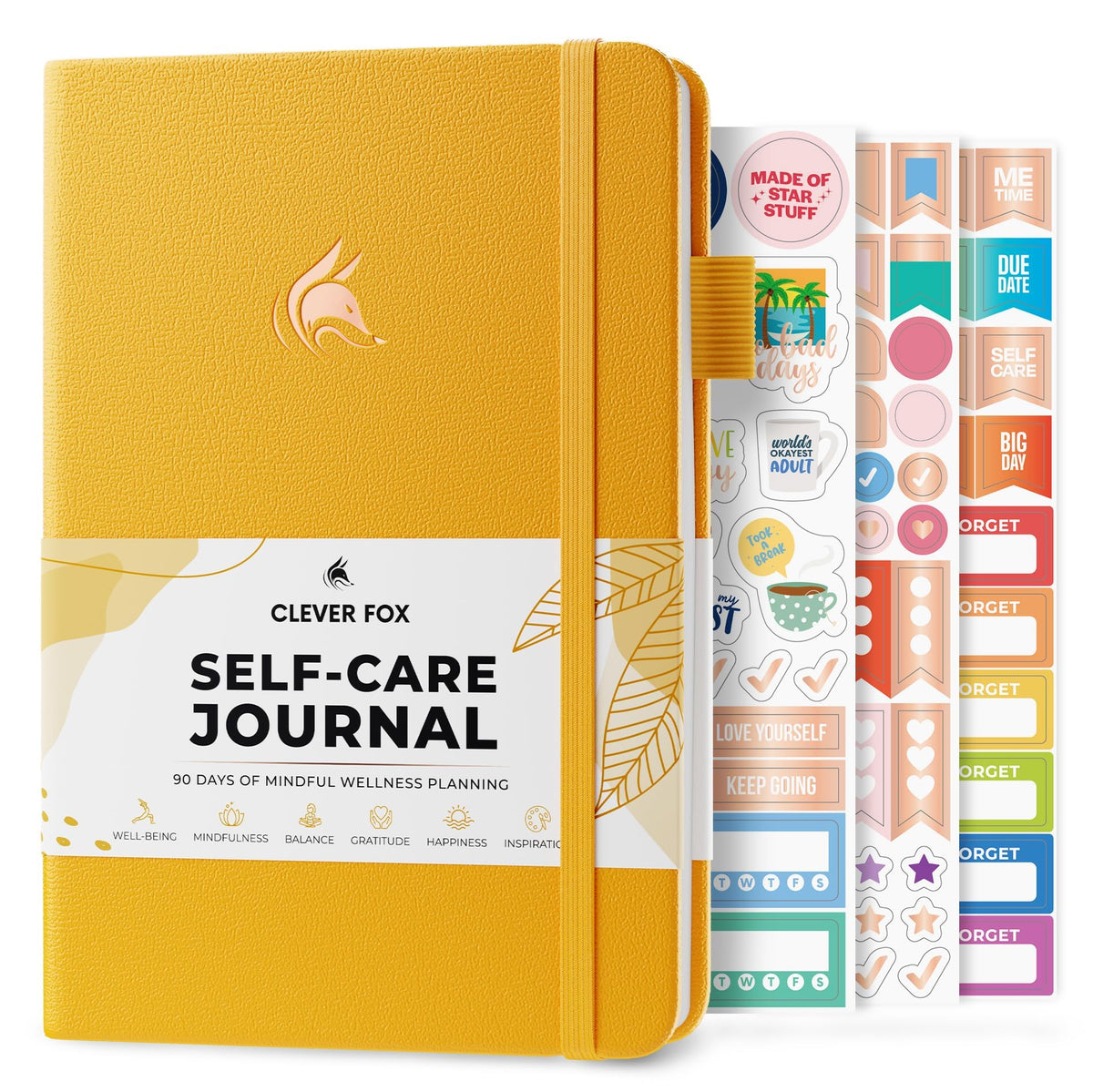 Clever Fox Self-Care Journal for Women, Daily Planner 5.8x8.3 Amber Yellow