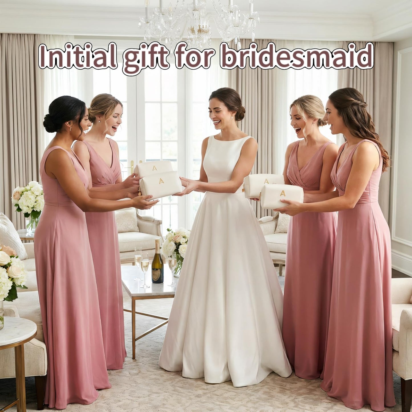 CLOUDWINGS Gifts for Women Bridesmaid Gifts Initial Makeup Bag