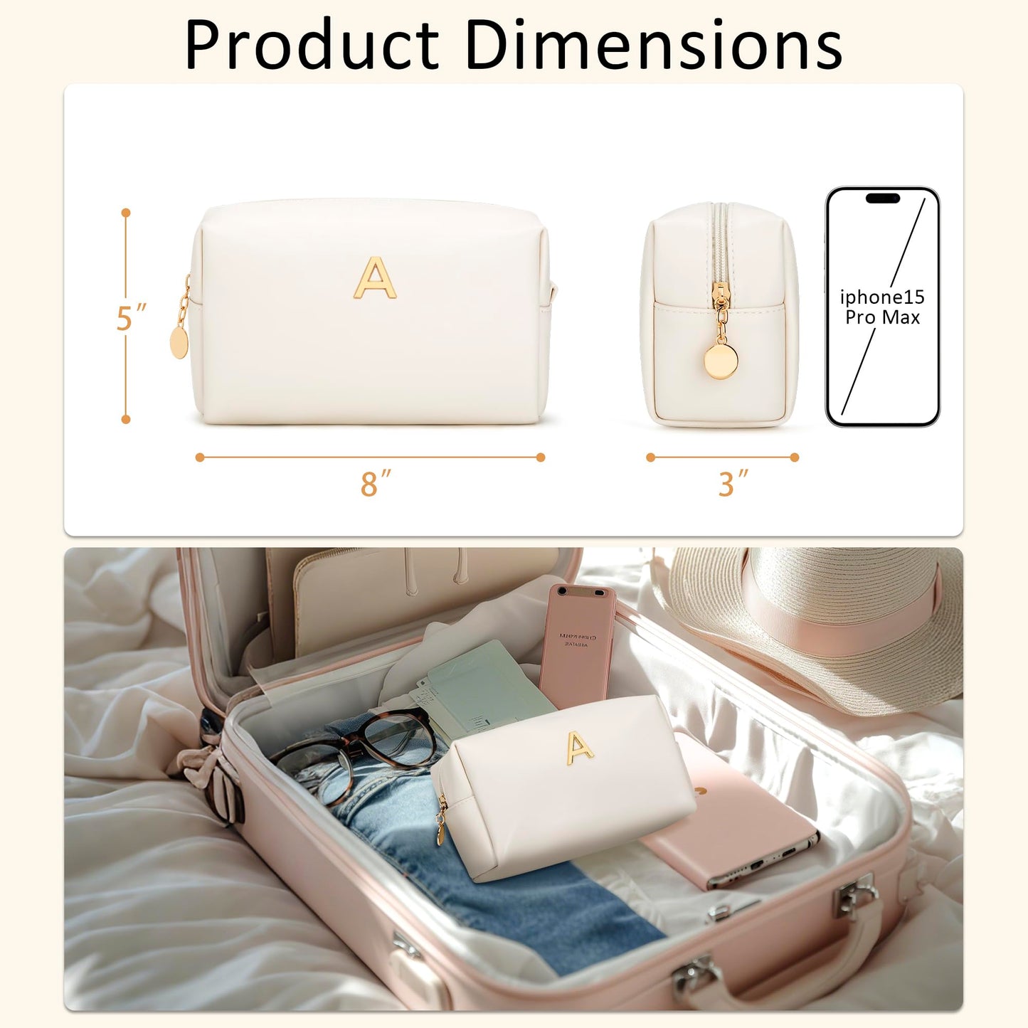 CLOUDWINGS Gifts for Women Bridesmaid Gifts Initial Makeup Bag