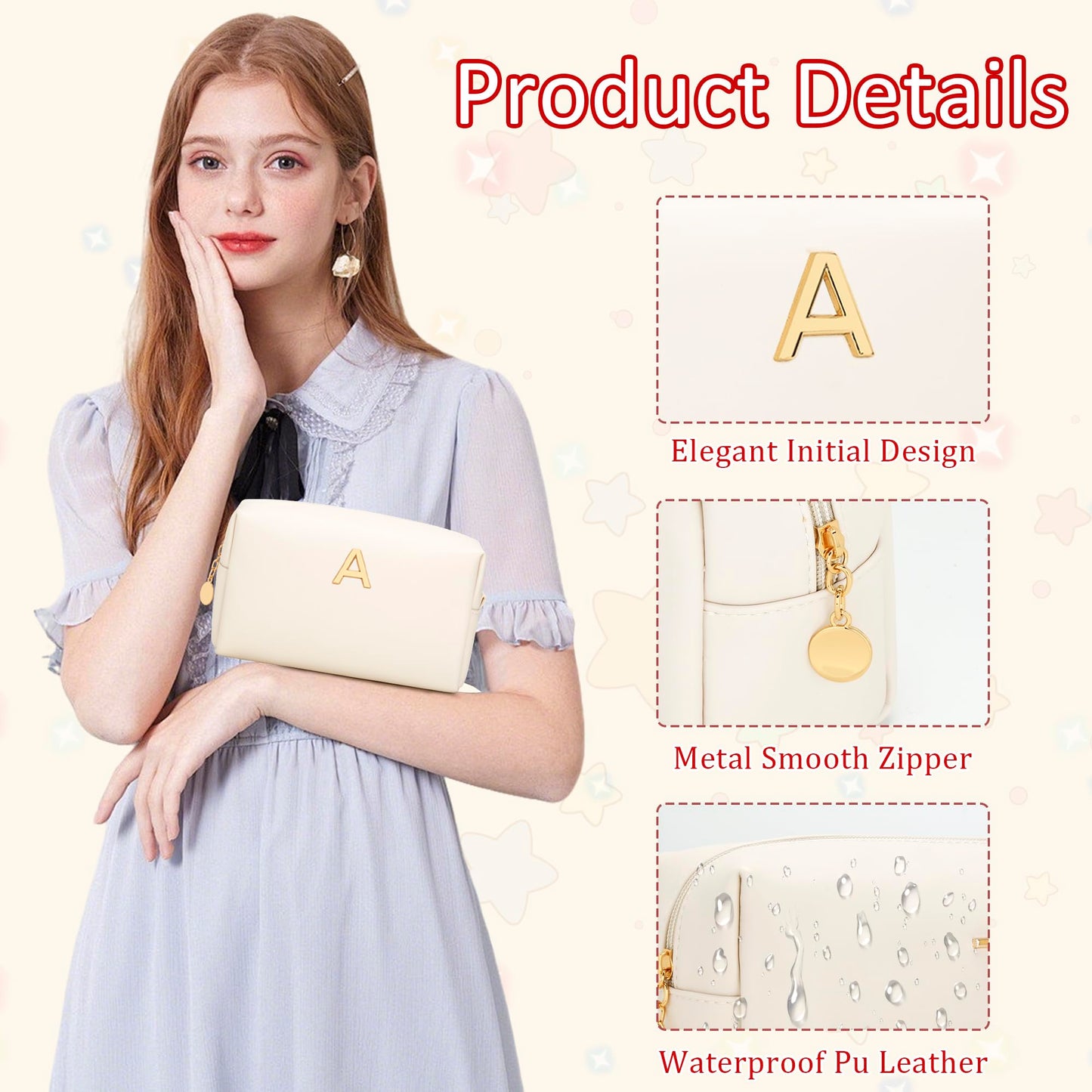 CLOUDWINGS Gifts for Women Bridesmaid Gifts Initial Makeup Bag