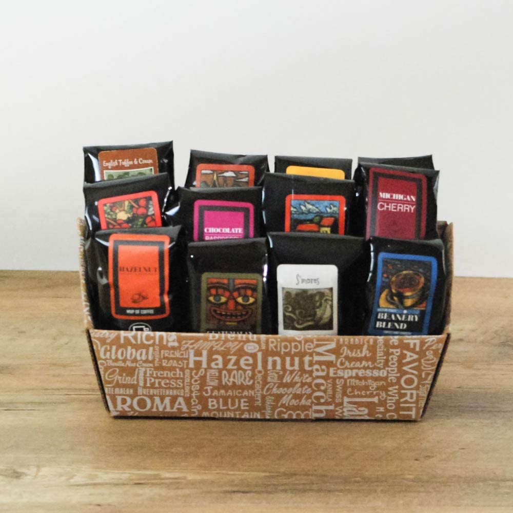 Indulgent Coffee Selection Gift Box | 12 Sampler Packs of 100% Specialty Arabica – Coffee Beanery