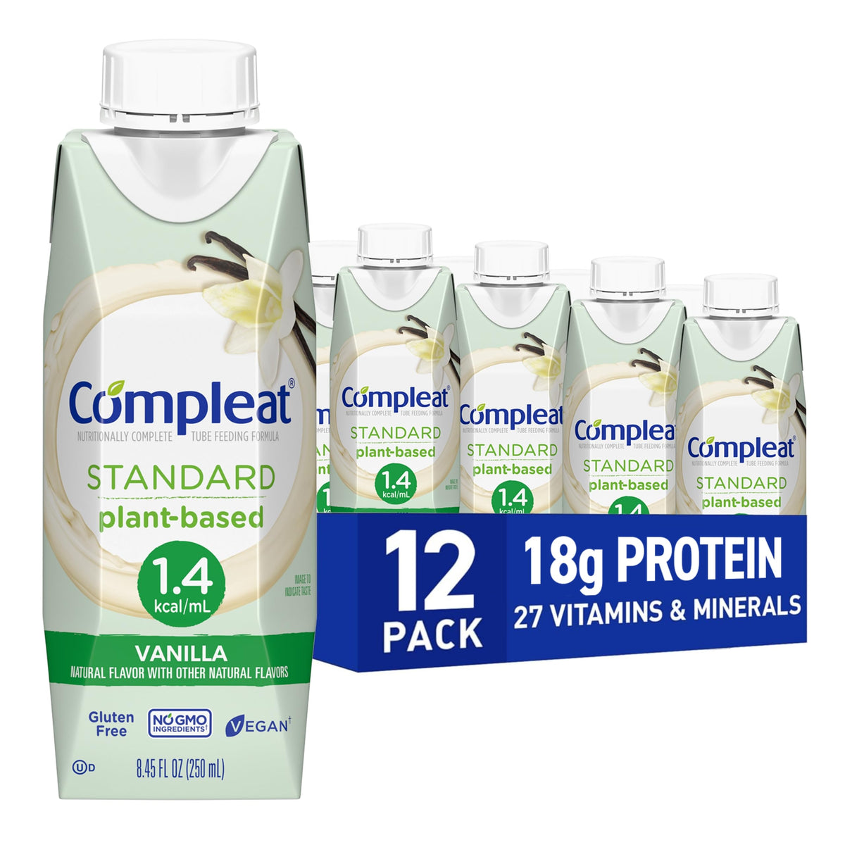 Compleat Standard 1.4 Cal Vanilla Tube Feeding | Plant-Based, Vegan Nutrition (12 Count)