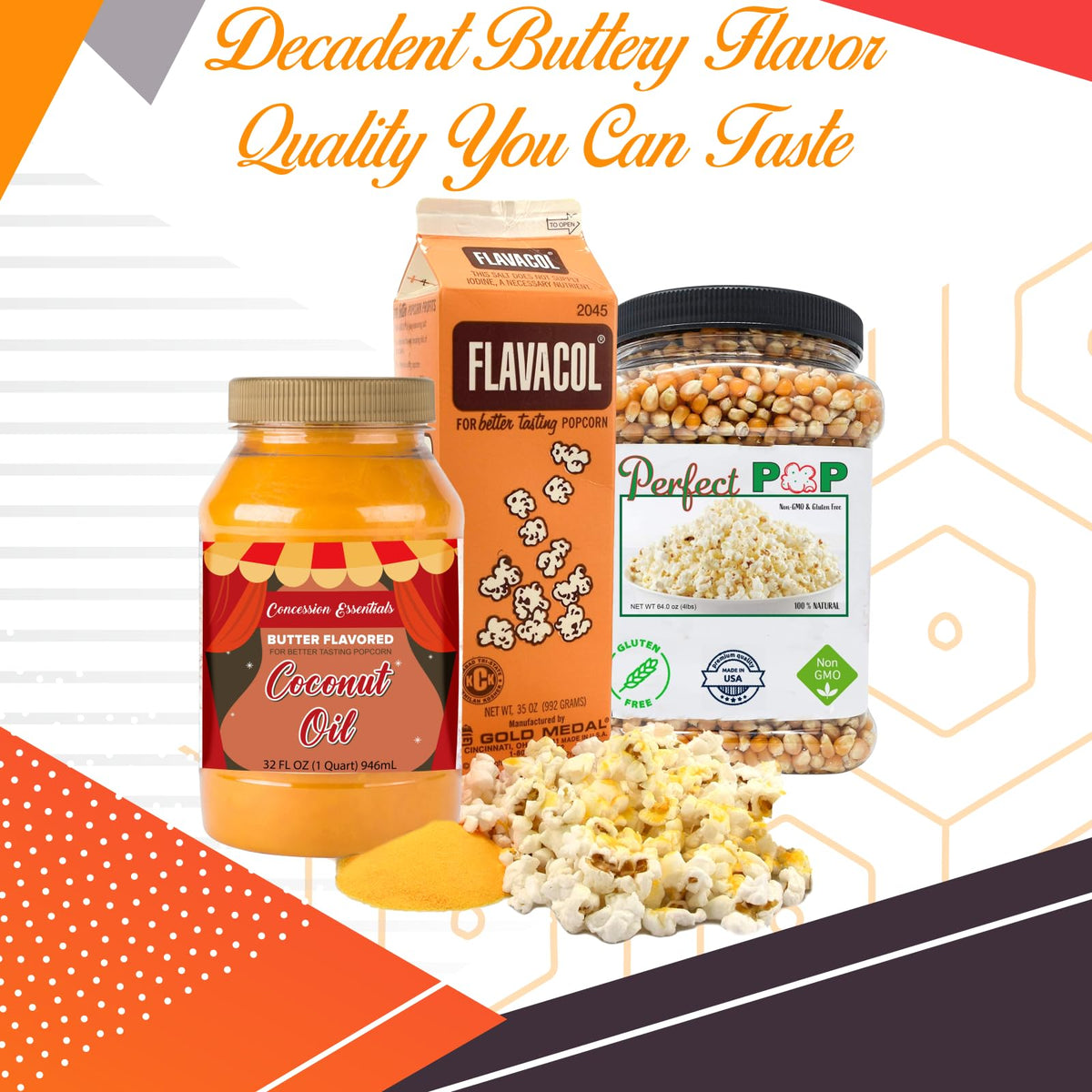 Concession Essentials Perfectware Popcorn Kit | Salt, Kernels & Coconut Oil