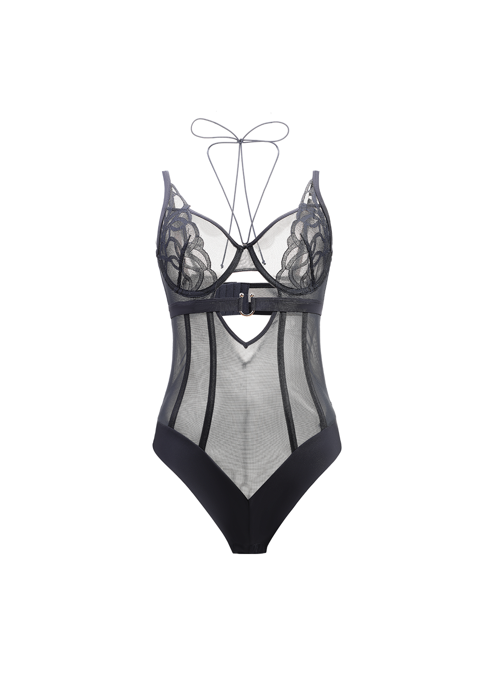 CORA Plus Underwired Plunge Unlined Bodysuit with Detachable Neck Holder